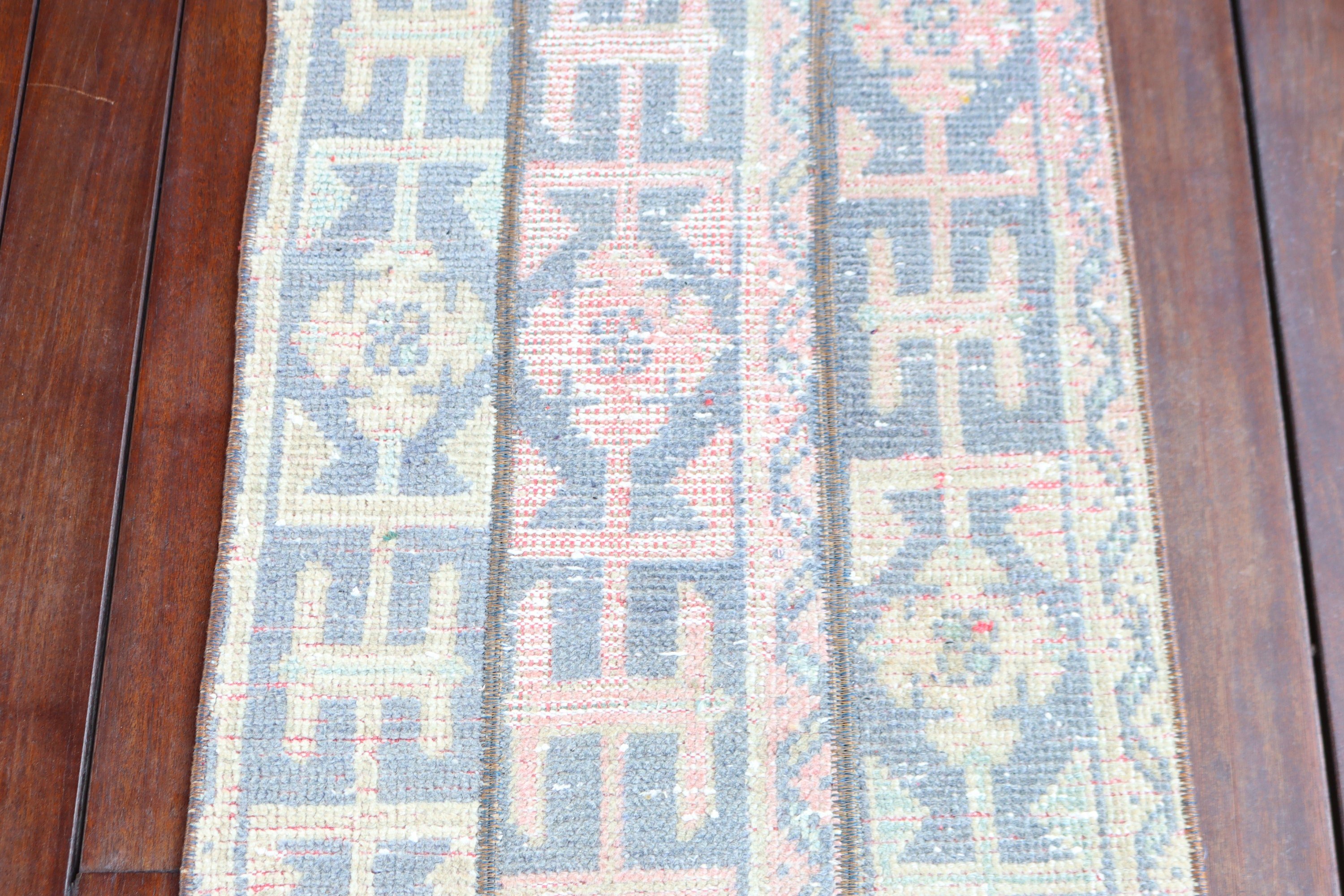 Blue Modern Rug, Bathroom Rug, Turkish Rug, Geometric Rugs, Nursery Rug, Aesthetic Rugs, Vintage Rugs, 1.7x3.5 ft Small Rugs