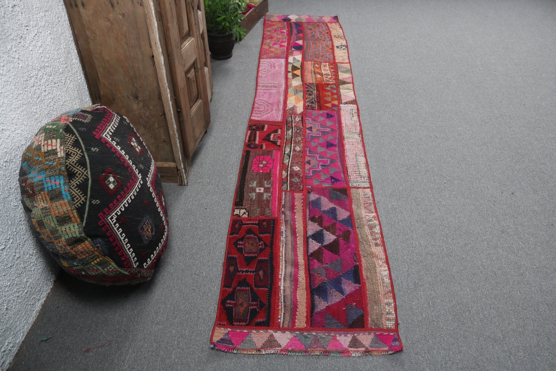 2x10.3 ft Runner Halı, Pembe Mutfak Halısı, Koridor Halıları, Antika Halılar, Yün Runner Halı Halıları, Vintage Halılar, Türk Halıları, Nötr Halılar