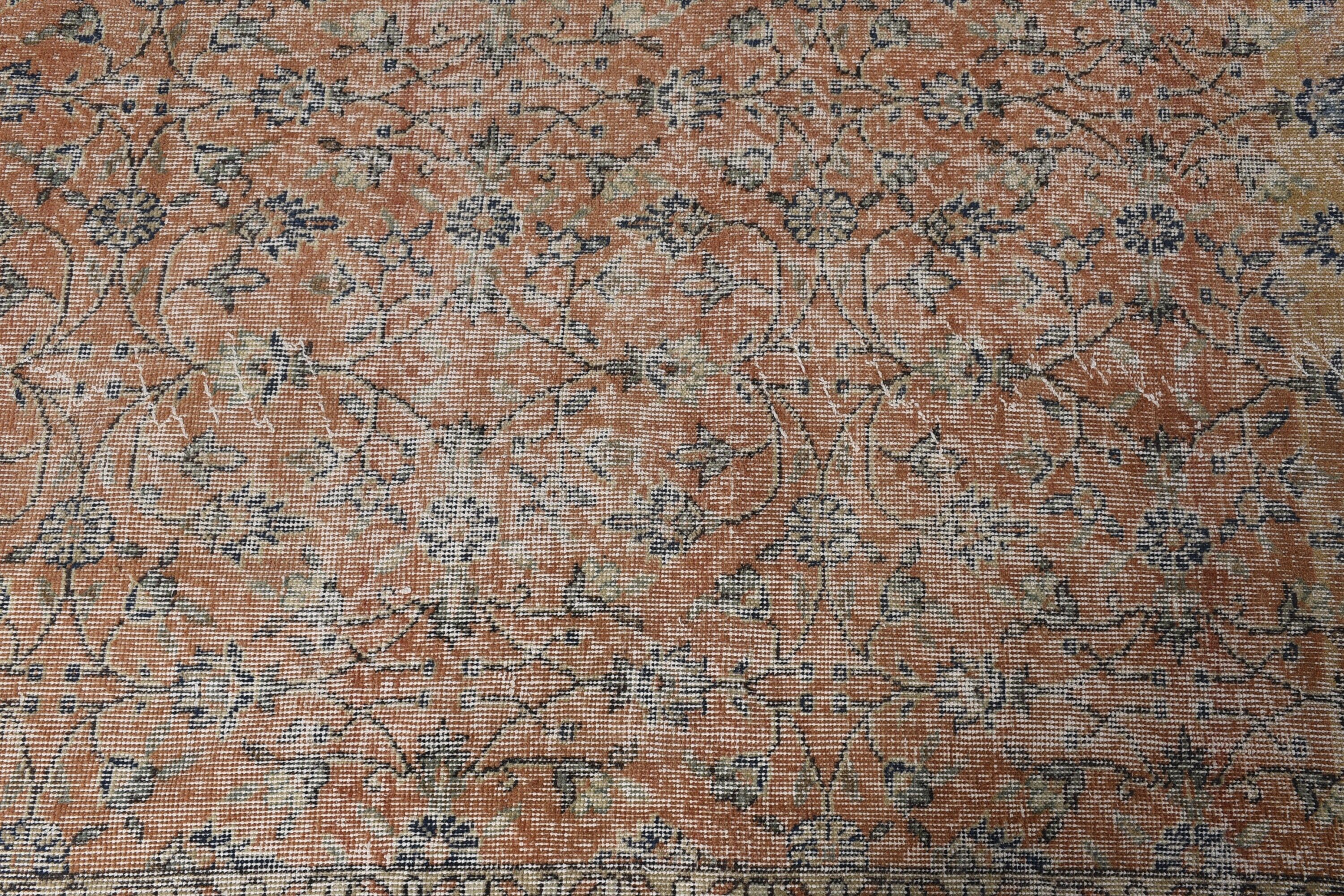 Yün Halılar, Ev Dekor Halısı, Turuncu Oryantal Halı, Türk Halıları, 3,7x6,5 ft Alan Halıları, Özel Halı, İç Mekan Halısı, Vintage Halılar, Oturma Odası Halıları