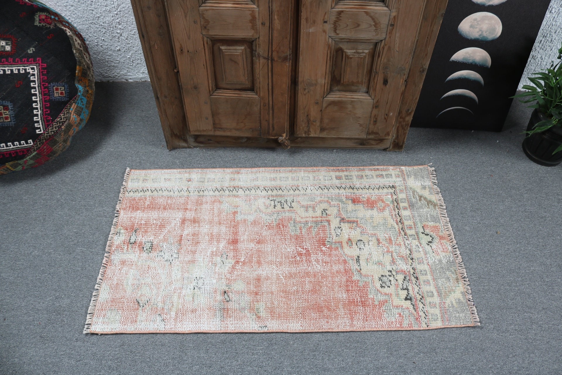 Kapı Paspas Halıları, 1.9x3.5 ft Küçük Halı, Mutfak Halıları, Banyo Halıları, Türk Halıları, Kırmızı Yatak Odası Halıları, Vintage Halılar, El Dokuma Halı, Aztek Halısı