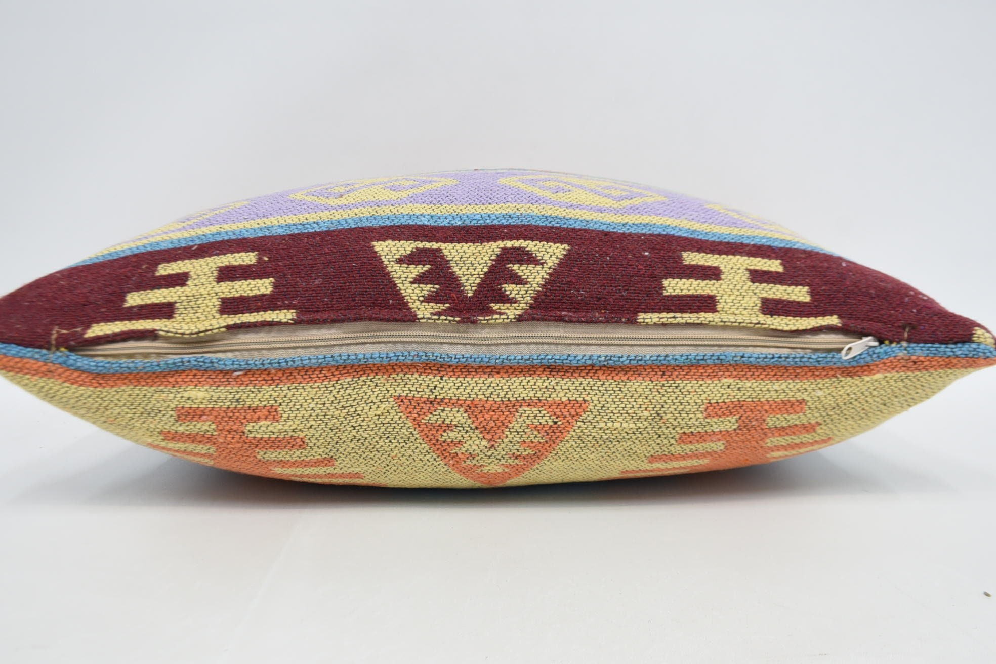 Pillow for Couch, Vintage Kilim Throw Pillow, Anatolian Pillow Case, Ethnical Kilim Rug Pillow, 16"x24" Blue Cushion Case