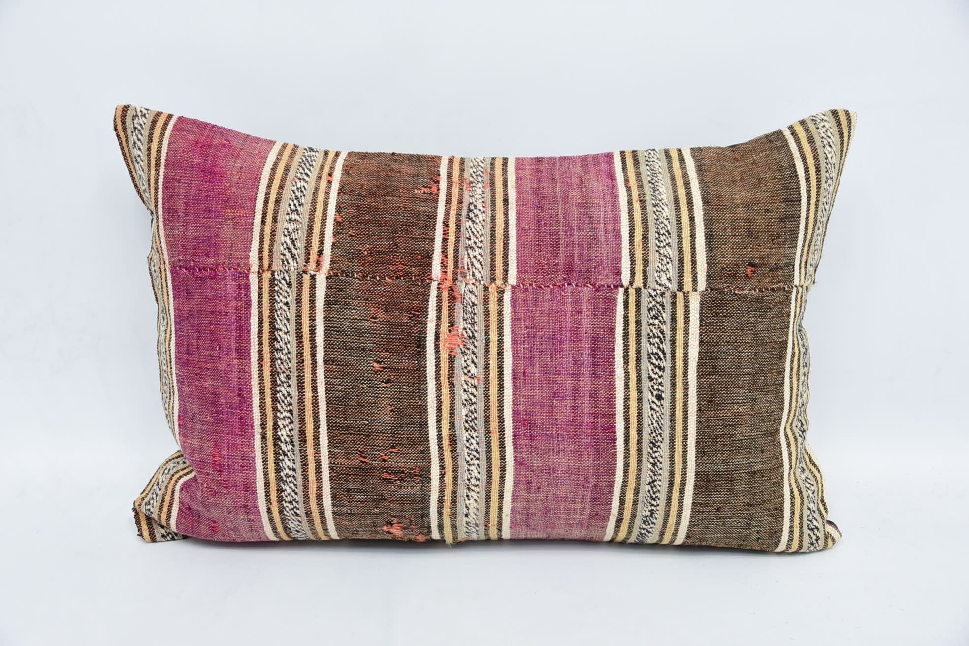 16"x24" Brown Pillow Sham, Vintage Kilim Pillow, Retro Throw Cushion Cover, Gift Pillow, Handmade Pillow Case, Interior Designer Pillow