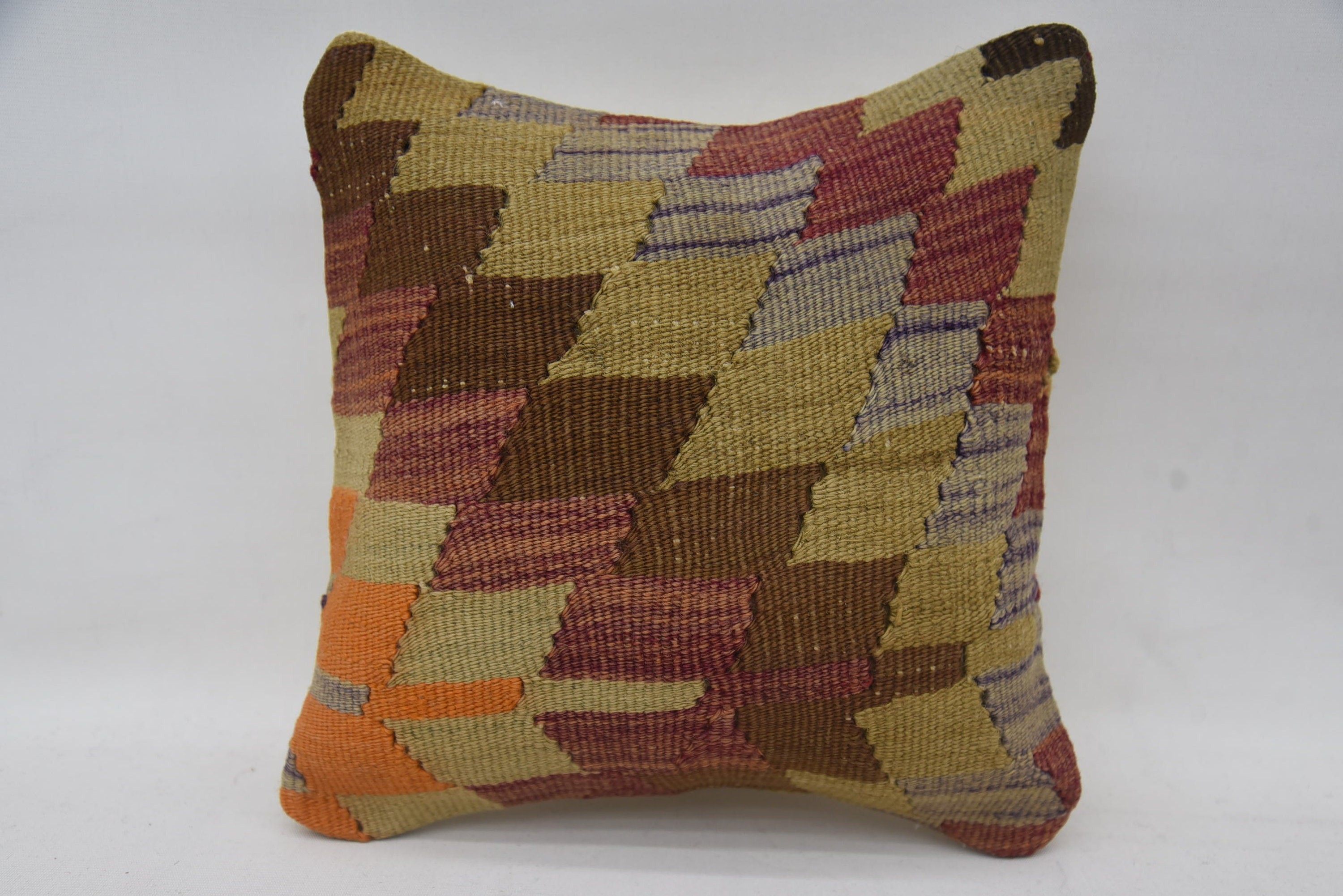 Art Deco Cushion, 12"x12" Brown Cushion Case, Kilim Pillow, Turkish Kilim Pillow, Sofa Bolster Cushion Cover, Kilim Pillow Cover