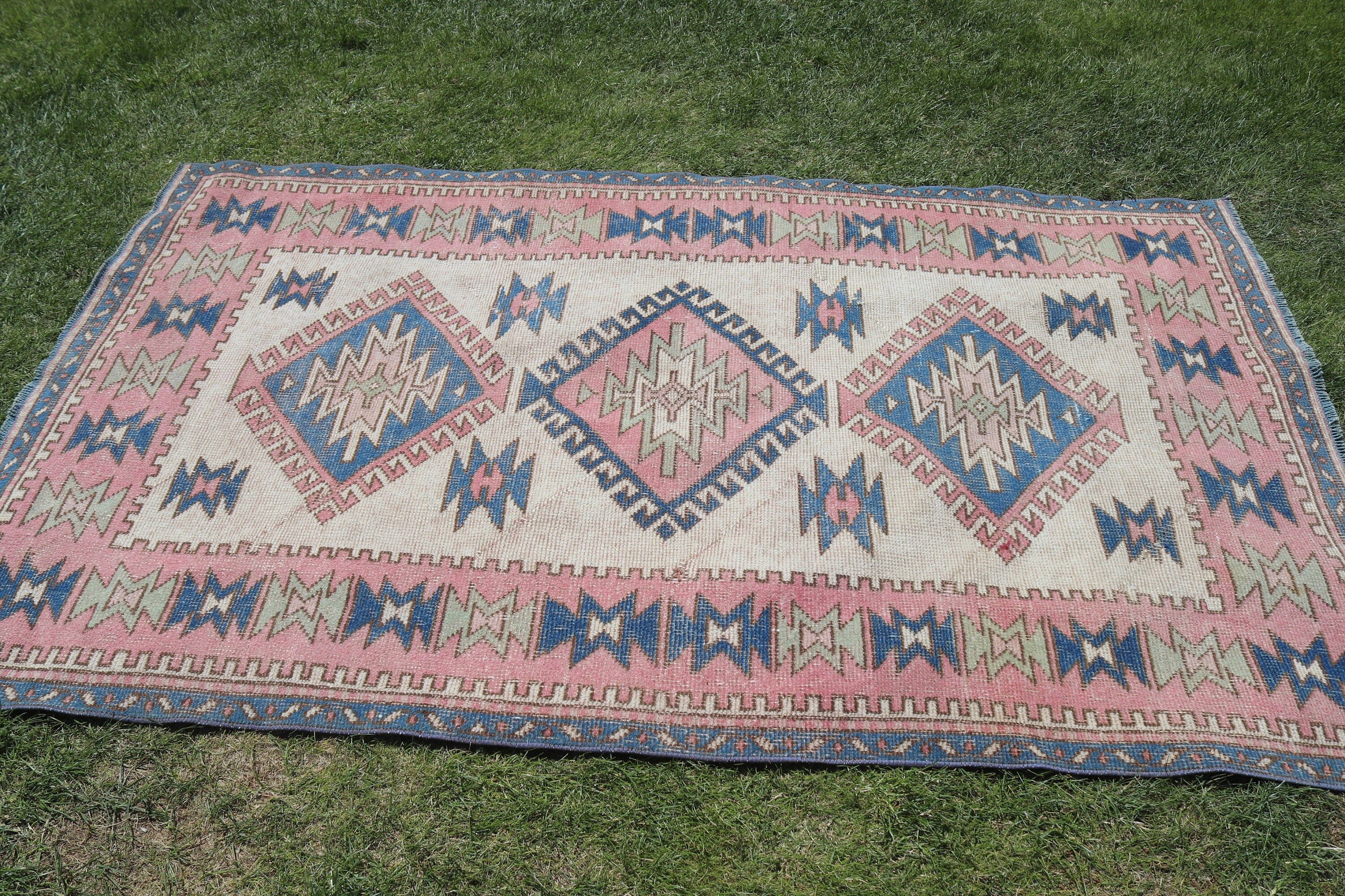 Flatweave Rug, Vintage Rug, Boho Area Rugs, Pink Modern Rugs, 4.1x6.9 ft Area Rug, Bedroom Rugs, Ethnic Rug, Turkish Rug, Oushak Area Rug