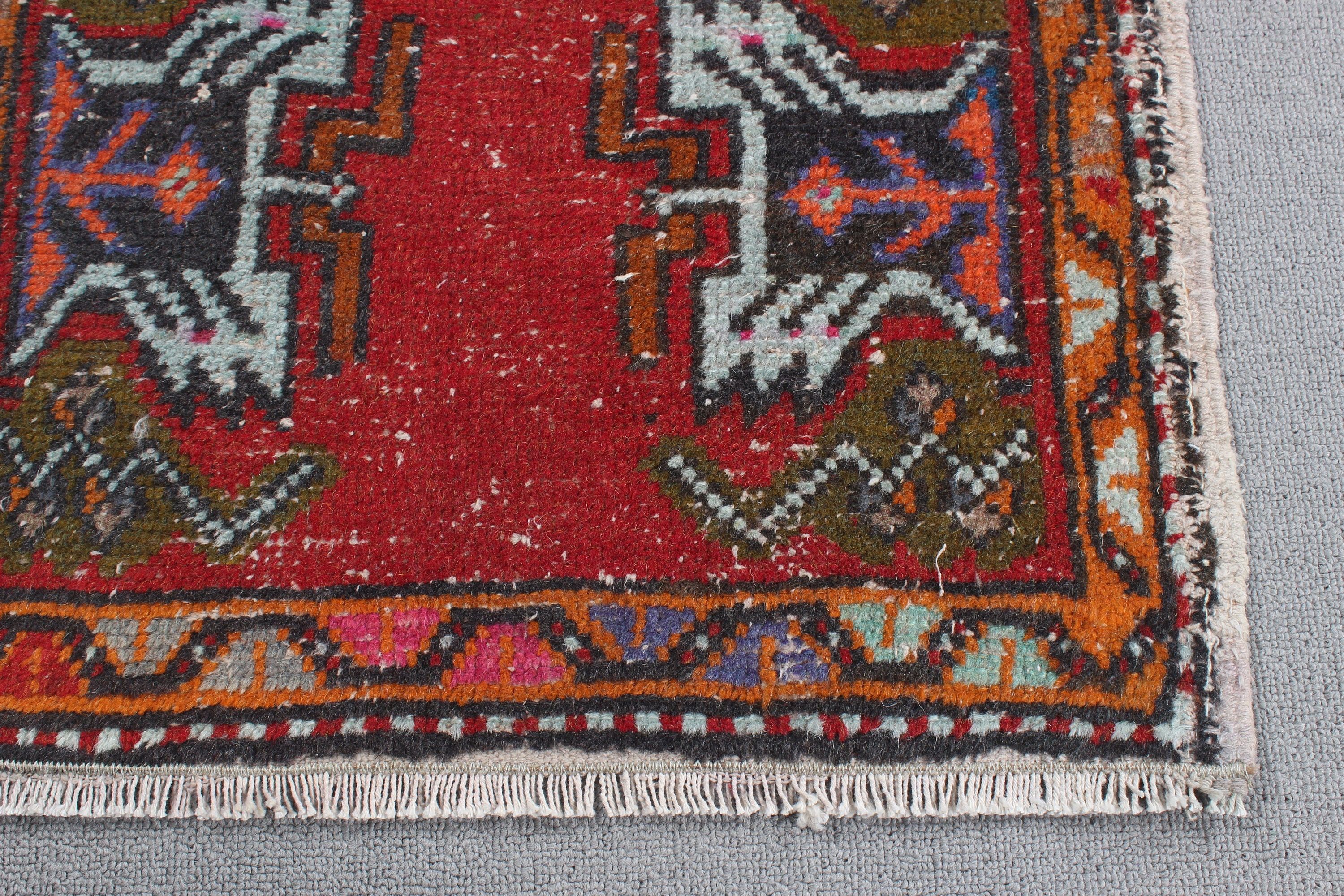 Bedroom Rug, Boho Rugs, Small Area Rugs, Rugs for Kitchen, Red Handwoven Rug, Vintage Rug, Kitchen Rug, 1.6x3 ft Small Rugs, Turkish Rugs