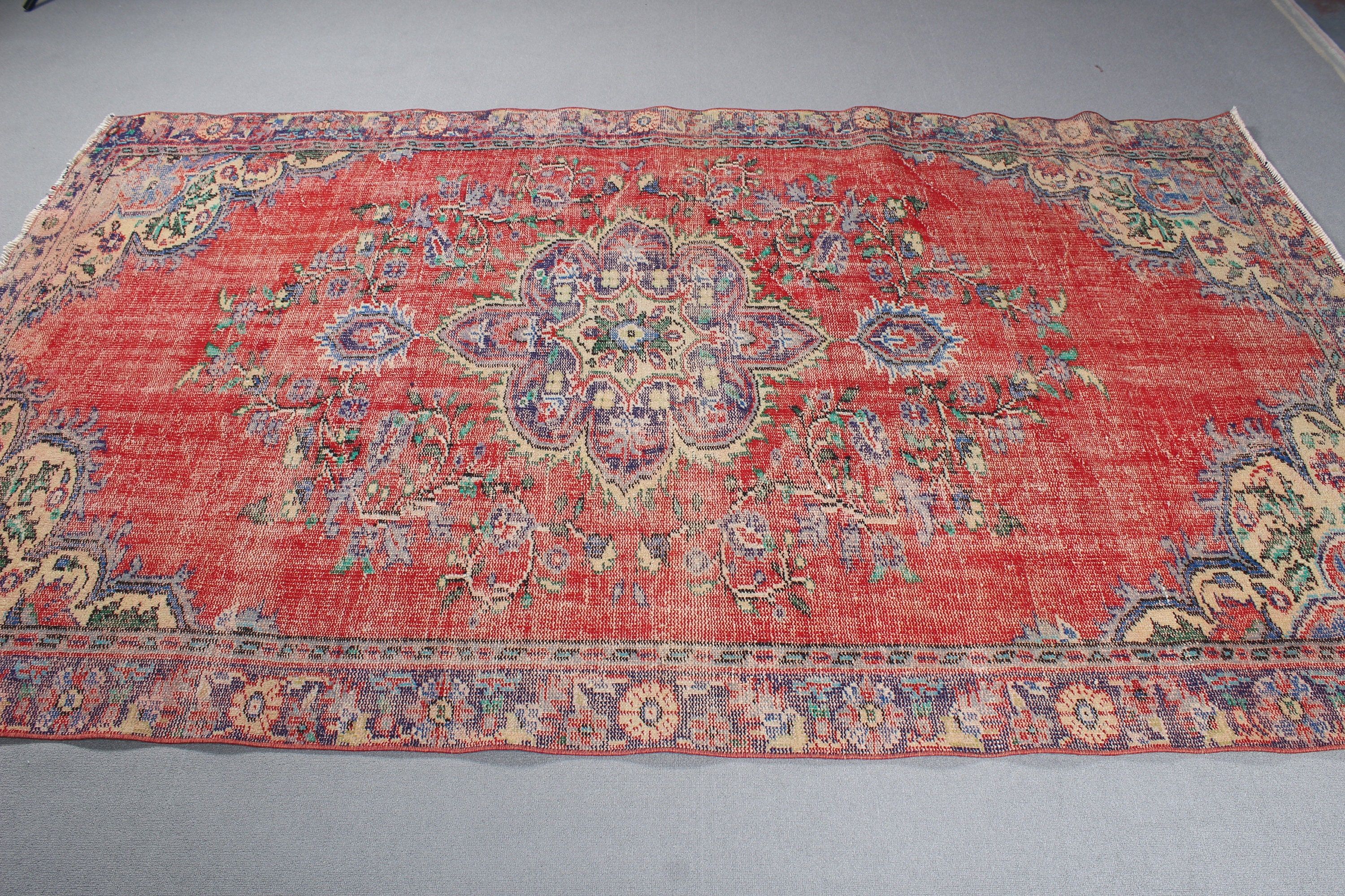 Salon Halısı, Büyük Boho Halıları, Vintage Halı, 5,5x9,1 ft Büyük Halılar, Anadolu Halısı, Lüks Halı, Yatak Odası Halıları, Türk Halısı, Kırmızı Yün Halılar