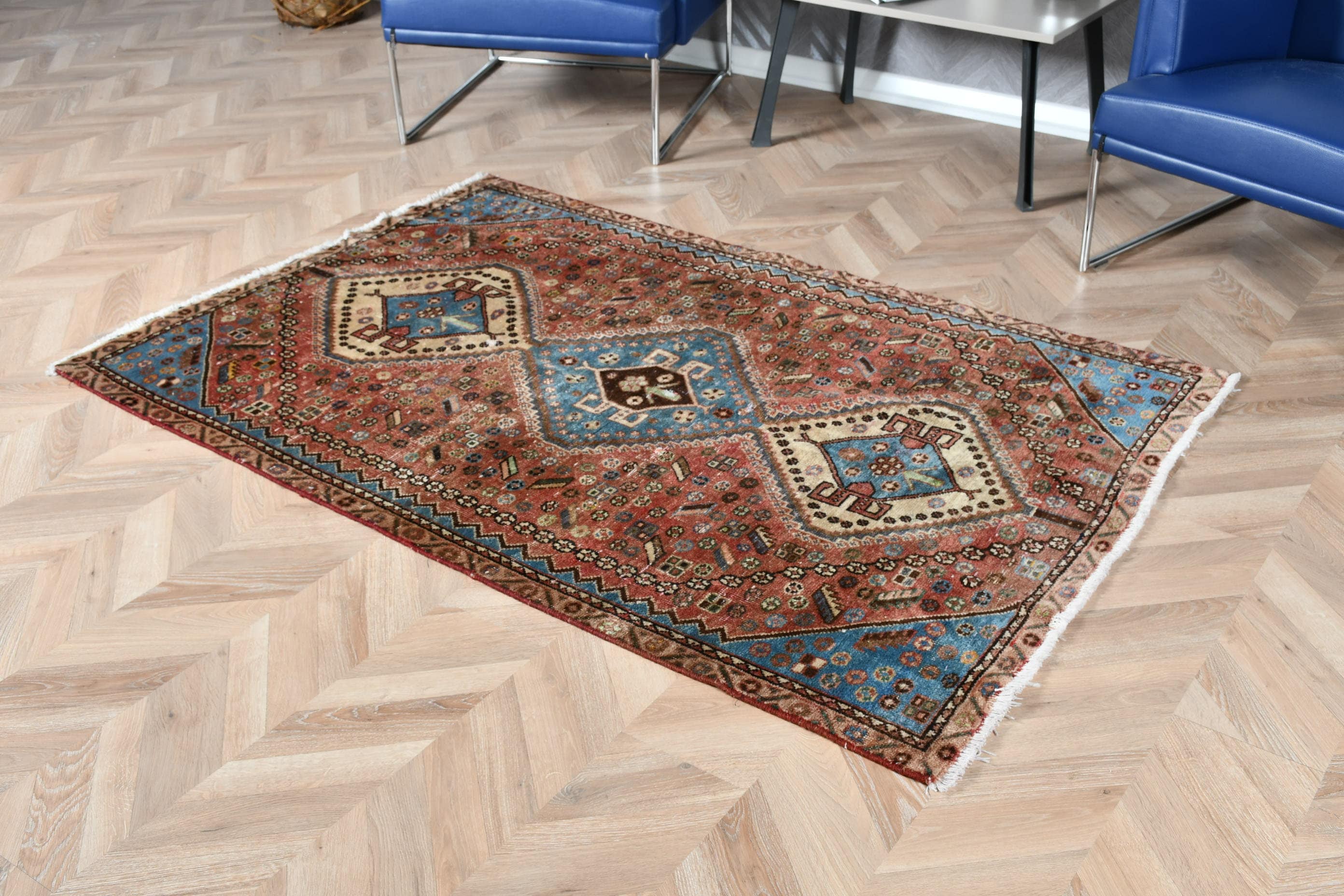 Red Oushak Rug, Vintage Rug, Bedroom Rug, Rugs for Entry, Office Rugs, 3.9x6.1 ft Accent Rug, Entry Rugs, Turkish Rugs, Antique Rug