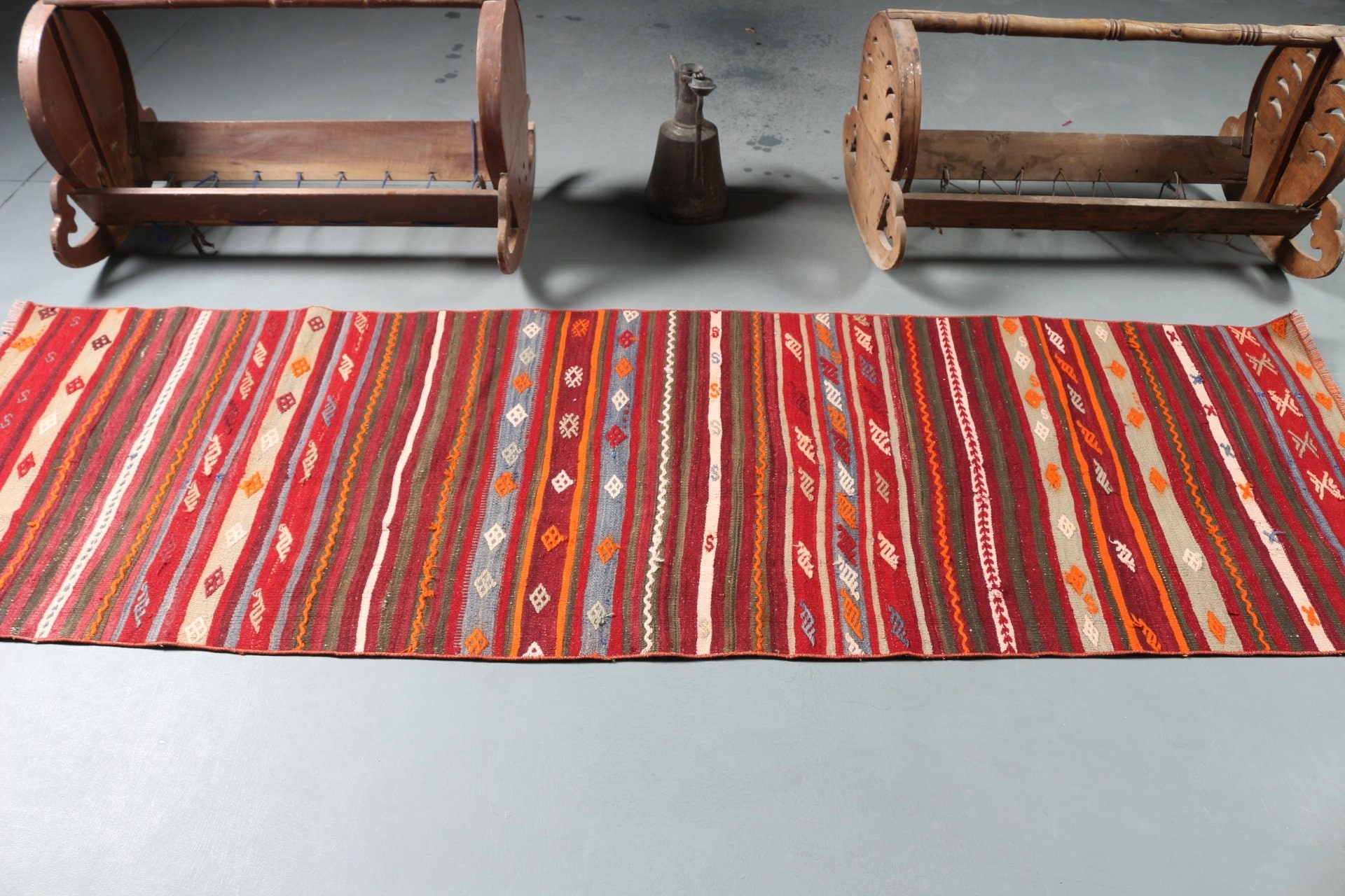 Türk Kilim, 87x264 cm Yolluk Kilim, Mutfak Kilim, Merdiven Kilim, Mutfak Kilim, Antik Kilim, Yolluk Kilim, Kırmızı Ev dekoru Kilim