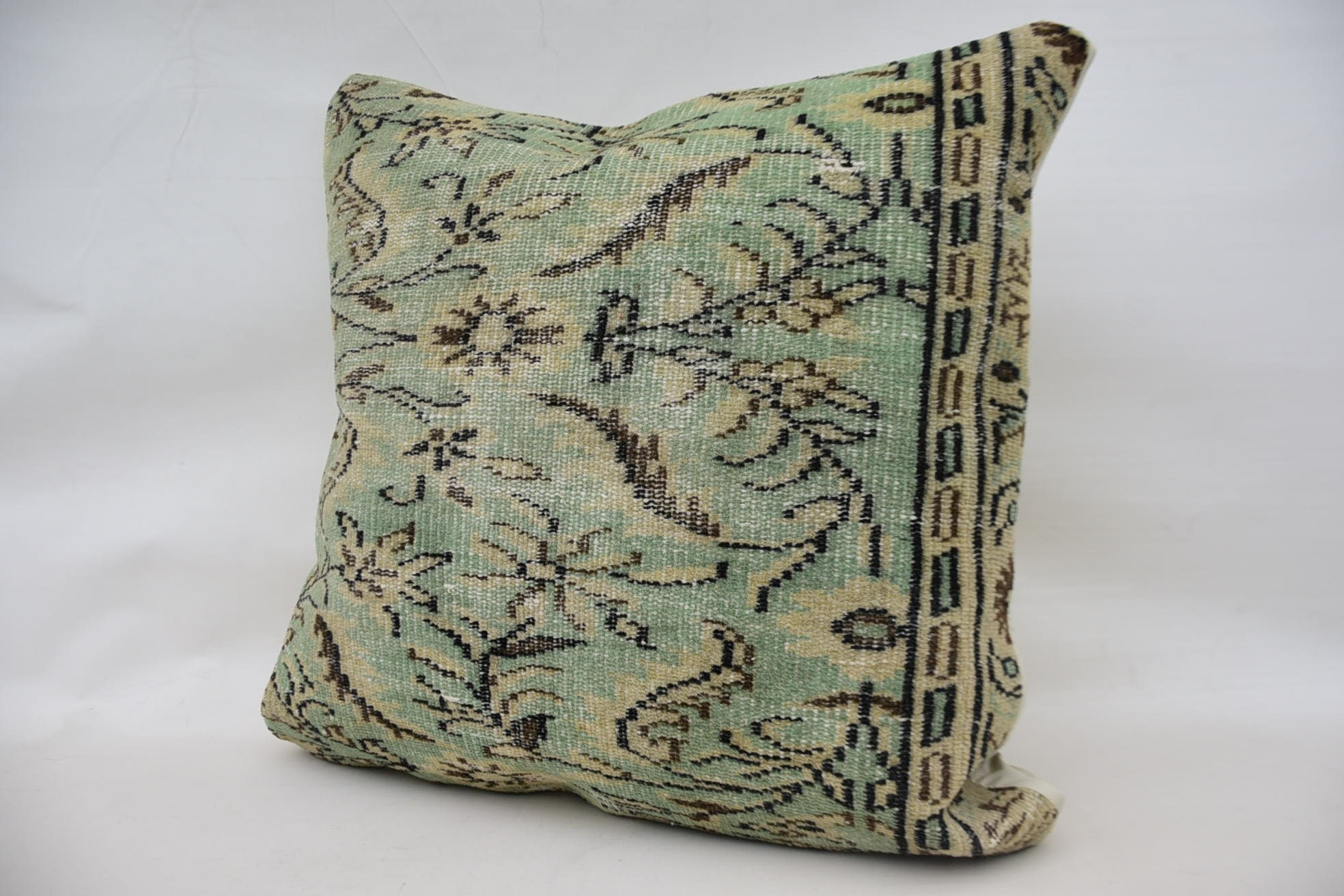 Kilim Pillow, Turkish Kilim Pillow, Handwoven Pillow Cover Cushion Cover, Handmade Kilim Cushion, 28"x28" Green Pillow Sham