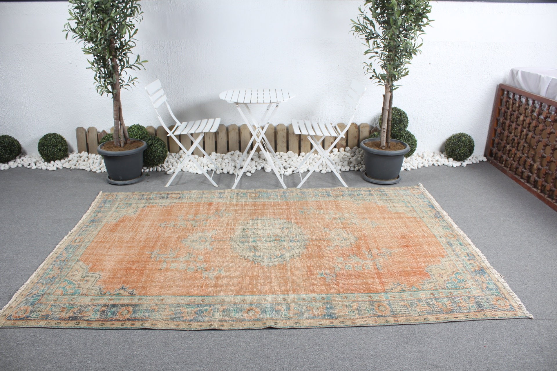 Bedroom Rug, Orange Floor Rug, Moroccan Rug, Living Room Rug, 5.4x8.5 ft Large Rug, Rugs for Salon, Turkish Rug, Vintage Rug