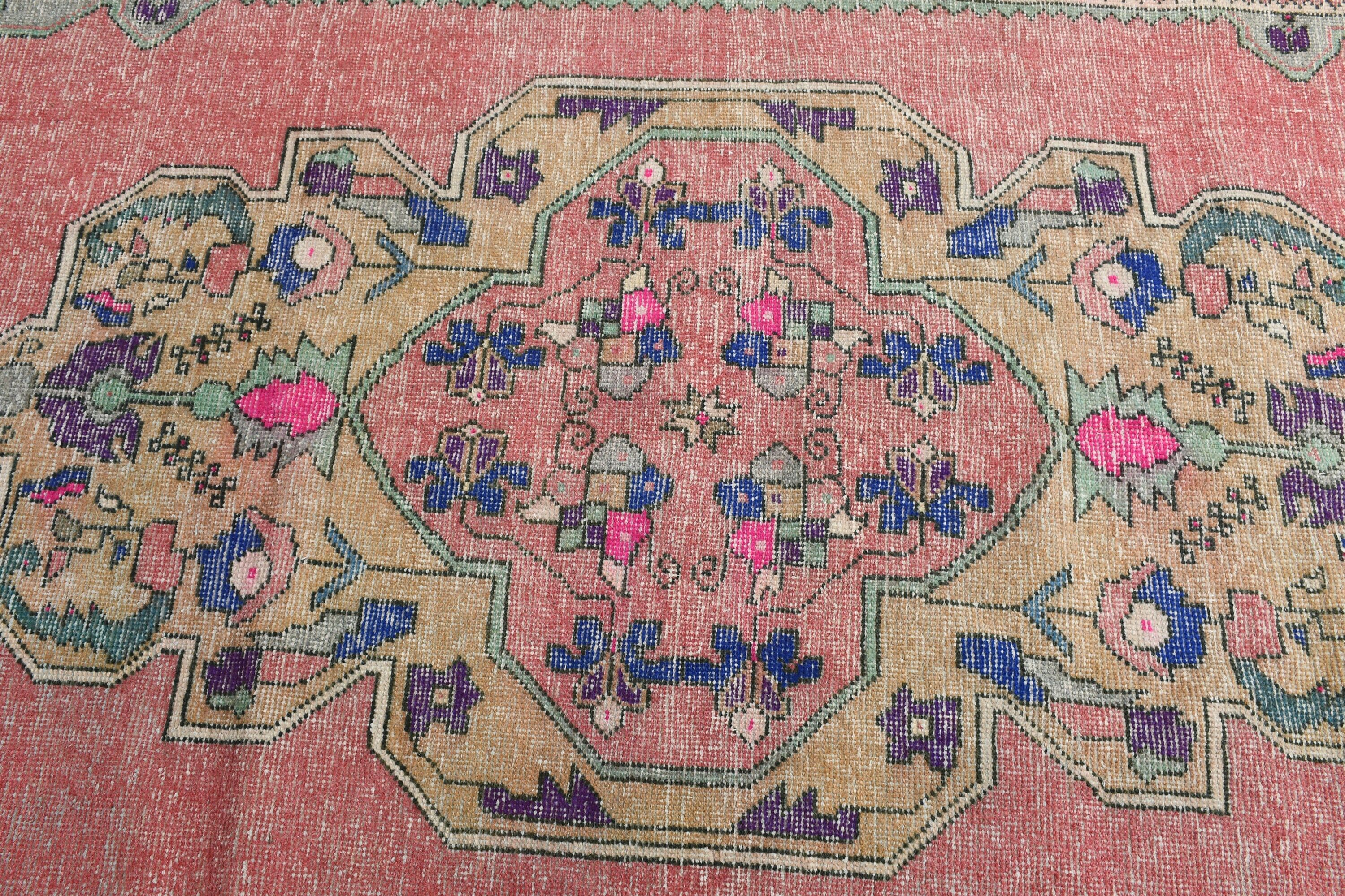 Salon Rug, Pink Moroccan Rugs, Vintage Rug, Home Decor Rug, Turkish Rugs, Office Rug, Living Room Rugs, Floor Rug, 4.7x8.8 ft Large Rug