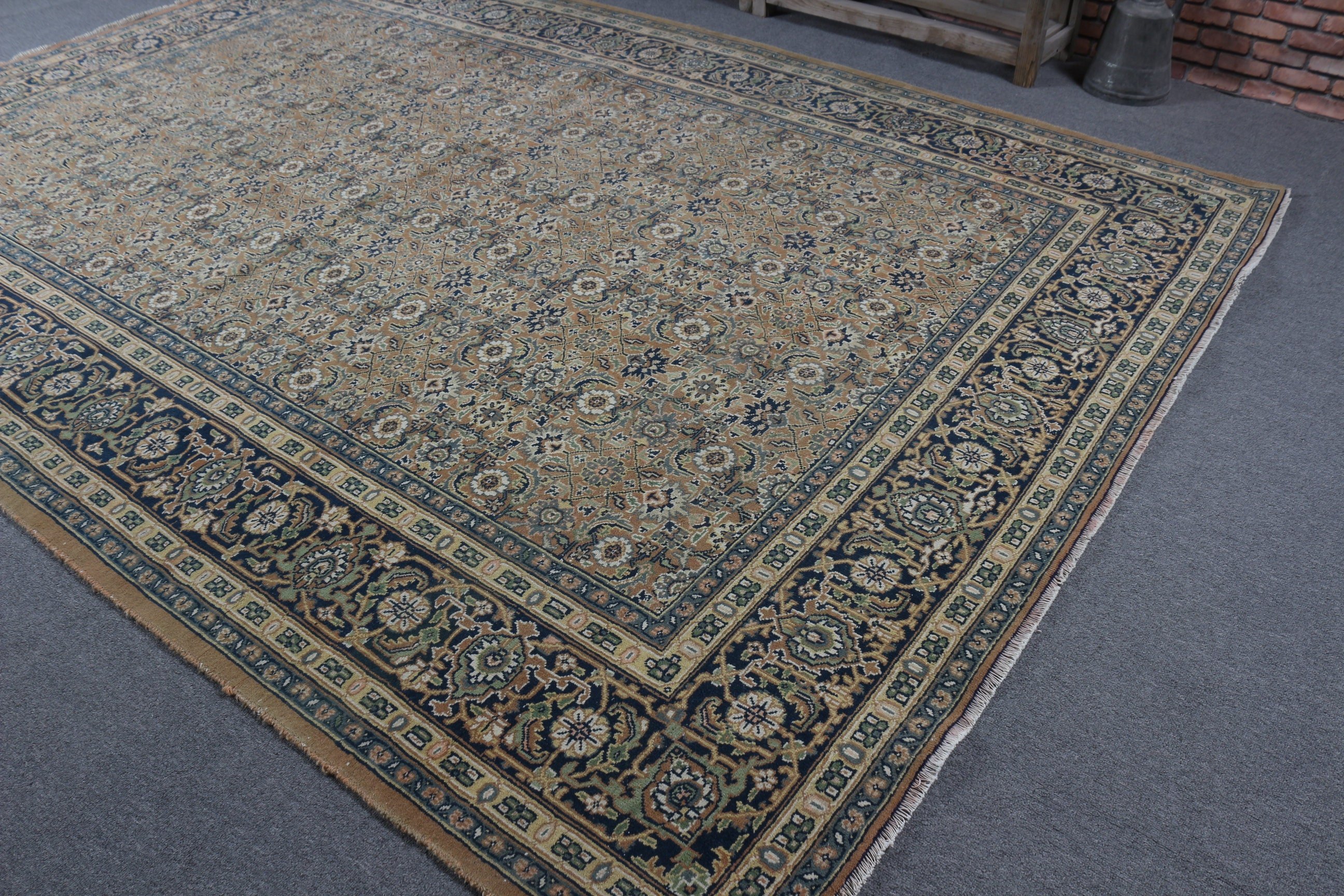 Anadolu Halıları, Yatak Odası Halıları, Siyah Anadolu Halısı, Türk Halısı, Oturma Odası Halısı, Vintage Halı, 6.6x9.3 ft Büyük Halı, Büyük Oushak Halısı