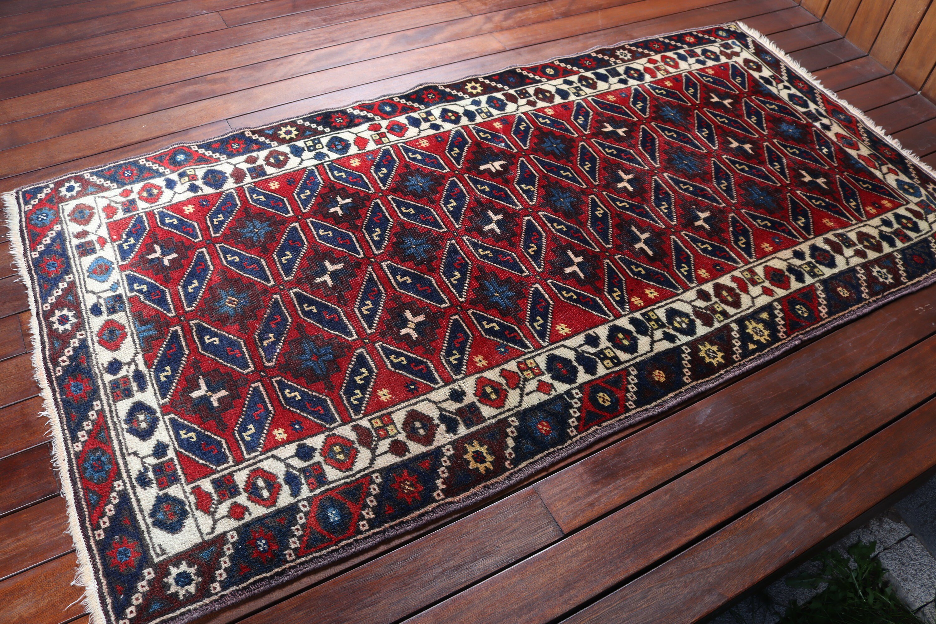 Türk Halısı, Giriş Halısı, Vintage Halılar, 3.1x6 ft Aksan Halısı, Vintage Vurgu Halısı, Ofis Halısı, Ev Dekor Halısı, Kırmızı Oushak Halıları, El Dokuma Halıları