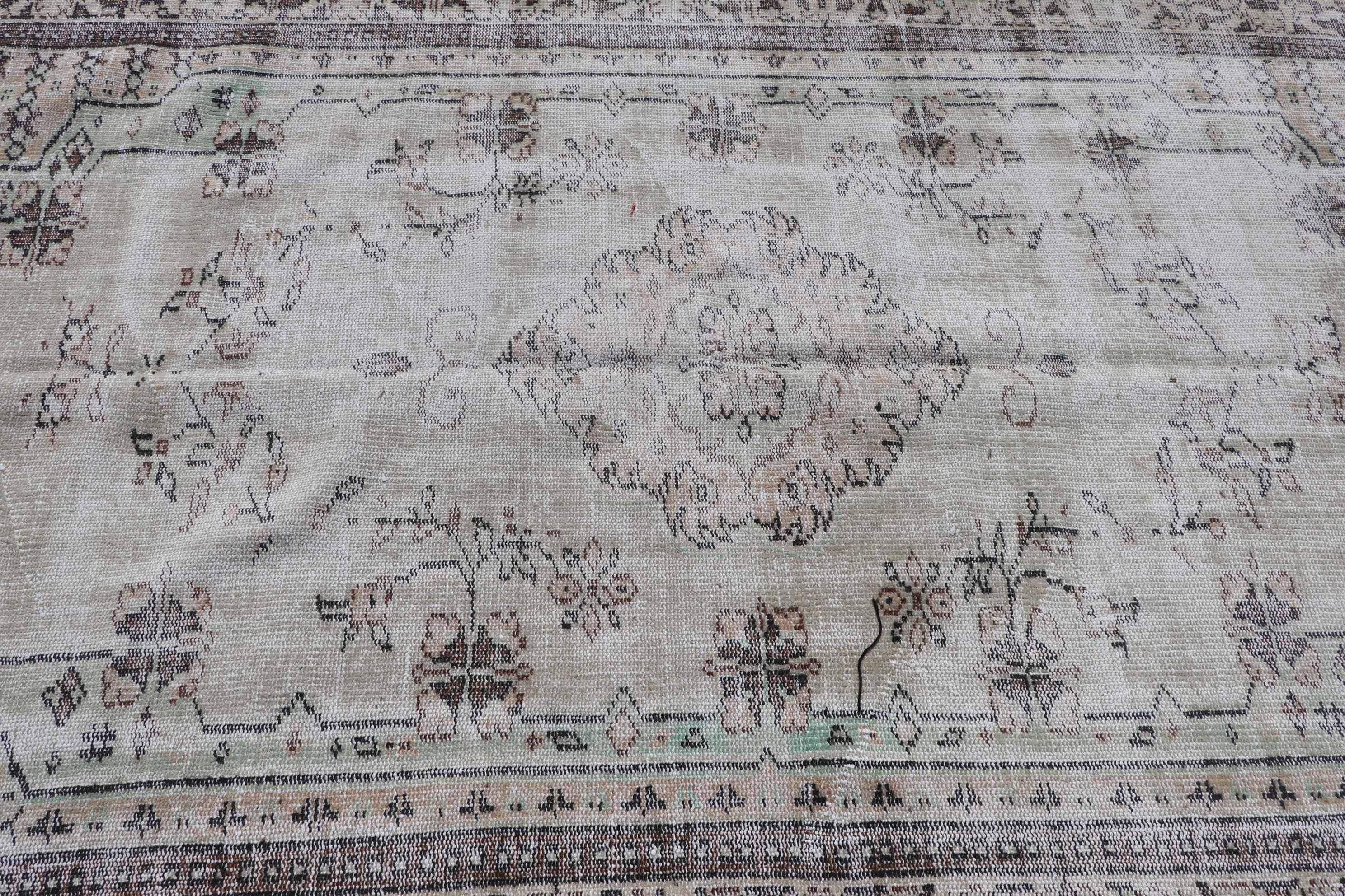 5.2x8.1 ft Large Rug, Art Rug, Vintage Rug, Bedroom Rug, Turkish Rug, Rugs for Dining Room, Wool Rug, Beige Home Decor Rug, Living Room Rug