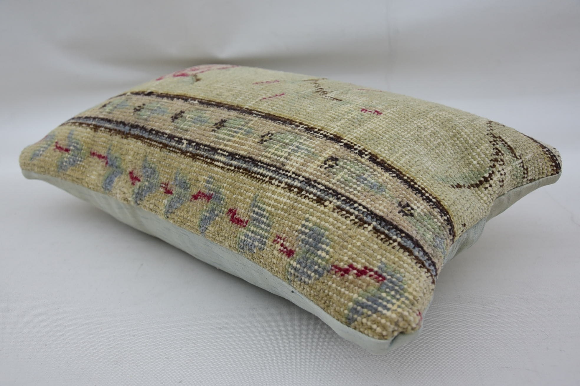 Outdoor Pillow Sham, Ethnical Kilim Rug Pillow, 12"x20" Beige Pillow Cover, Kilim Cushion Sham, Antique Pillows