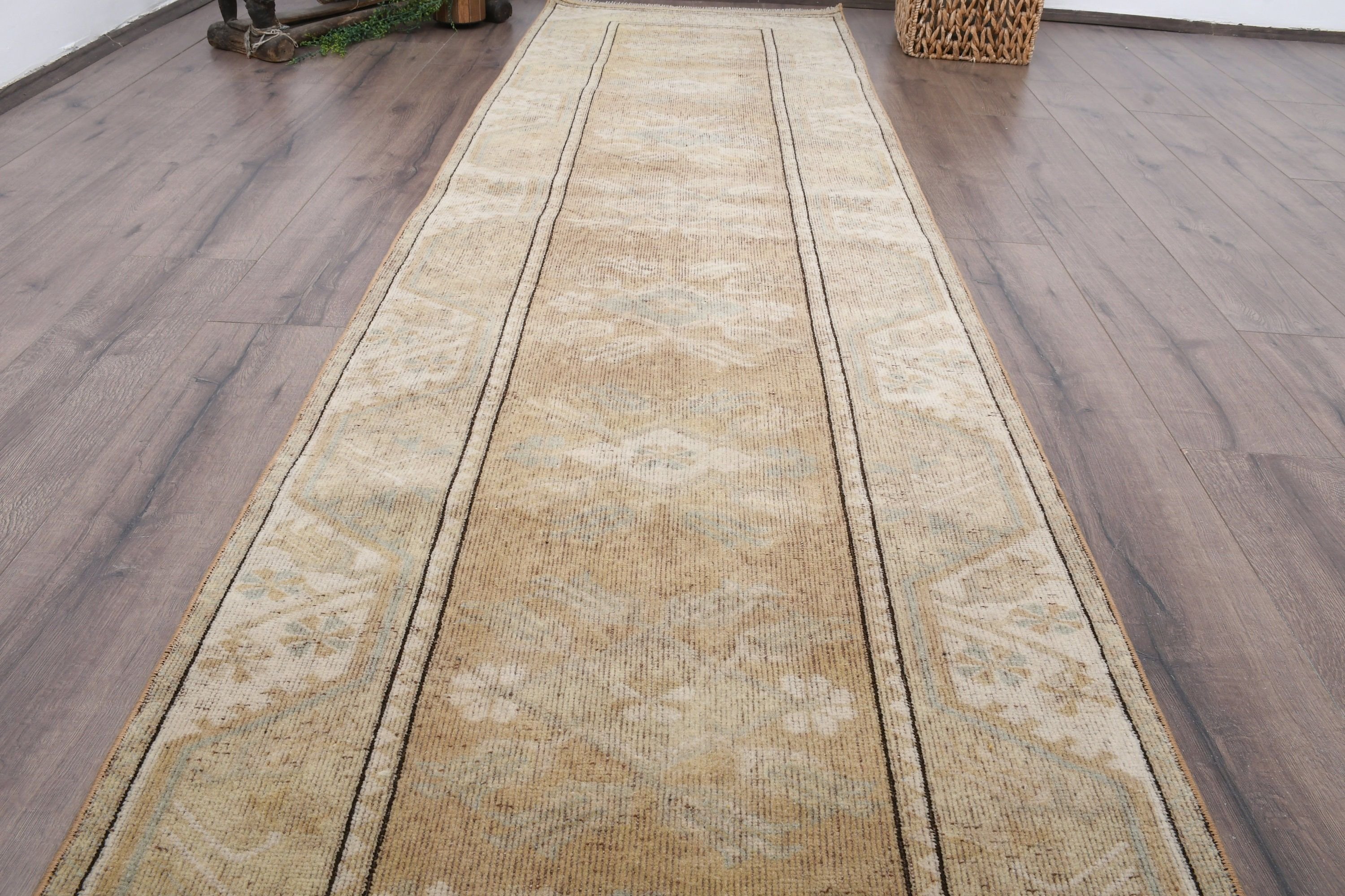 Vintage Rug, 2.6x9.3 ft Runner Rug, Kitchen Rug, Pale Rugs, Oriental Rugs, Beige Home Decor Rug, Antique Rugs, Turkish Rug, Hallway Rug