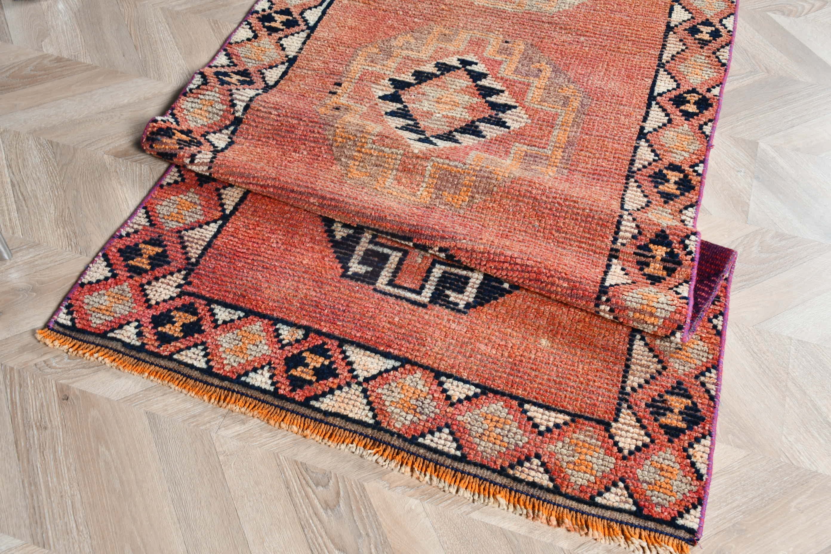 Stair Rug, Antique Rugs, Orange Kitchen Rug, Anatolian Rug, Dorm Rug, Rugs for Corridor, Turkish Rug, Vintage Rug, 2.7x11.6 ft Runner Rug