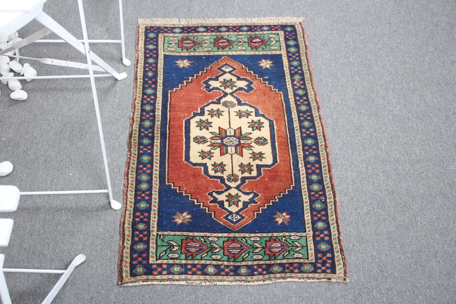 Rugs for Bedroom, Car Mat Rugs, Vintage Rug, Bedroom Rug, Floor Rug, Red  2x2.9 ft Small Rug, Turkish Rugs, Door Mat Rug