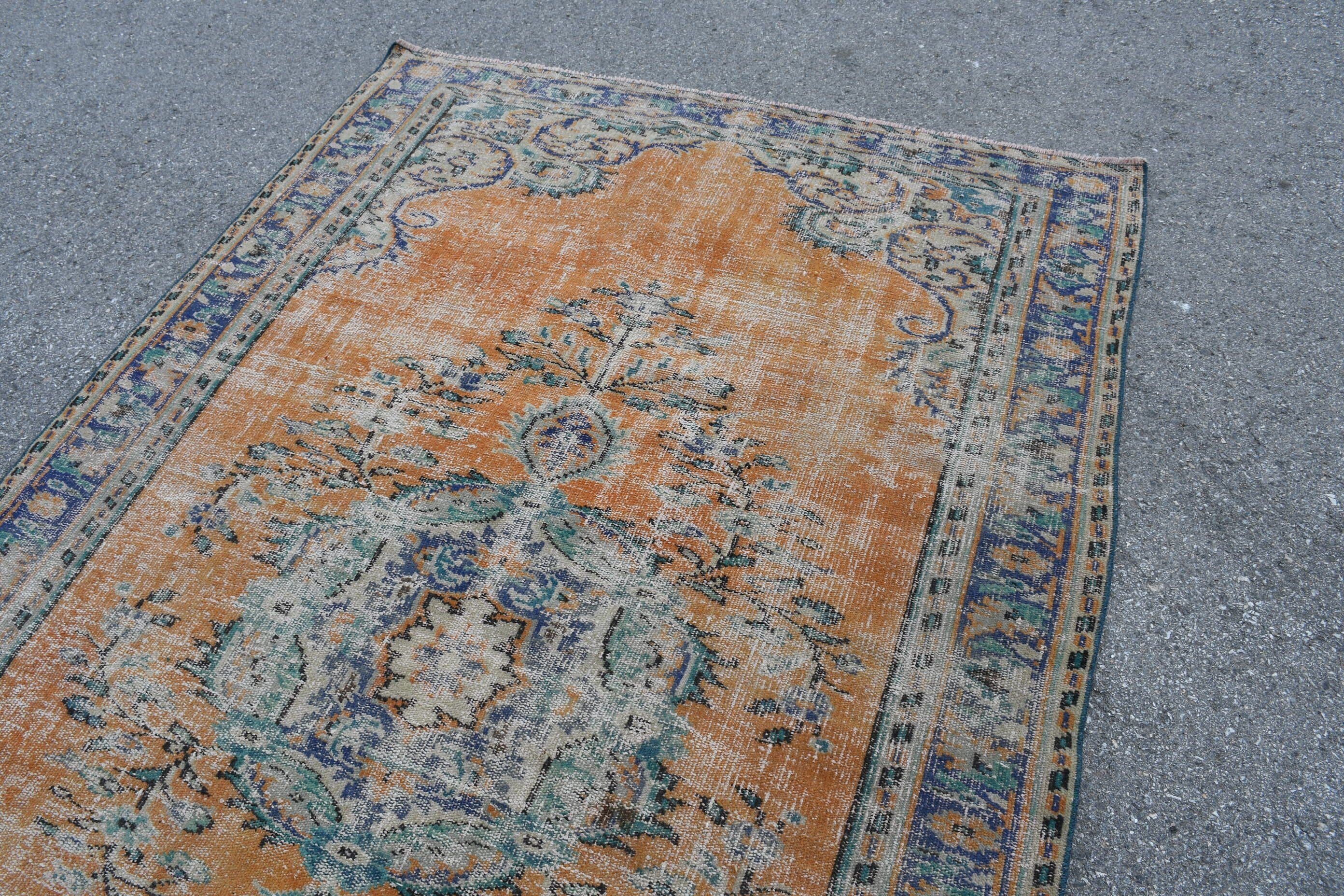 Yatak Odası Halıları, 5.4x8.5 ft Büyük Halı, Antika Halı, Vintage Halı, Yemek Odası Halısı, Turuncu Yatak Odası Halısı, Türk Halısı, Mutfak Halısı, Salon Halısı