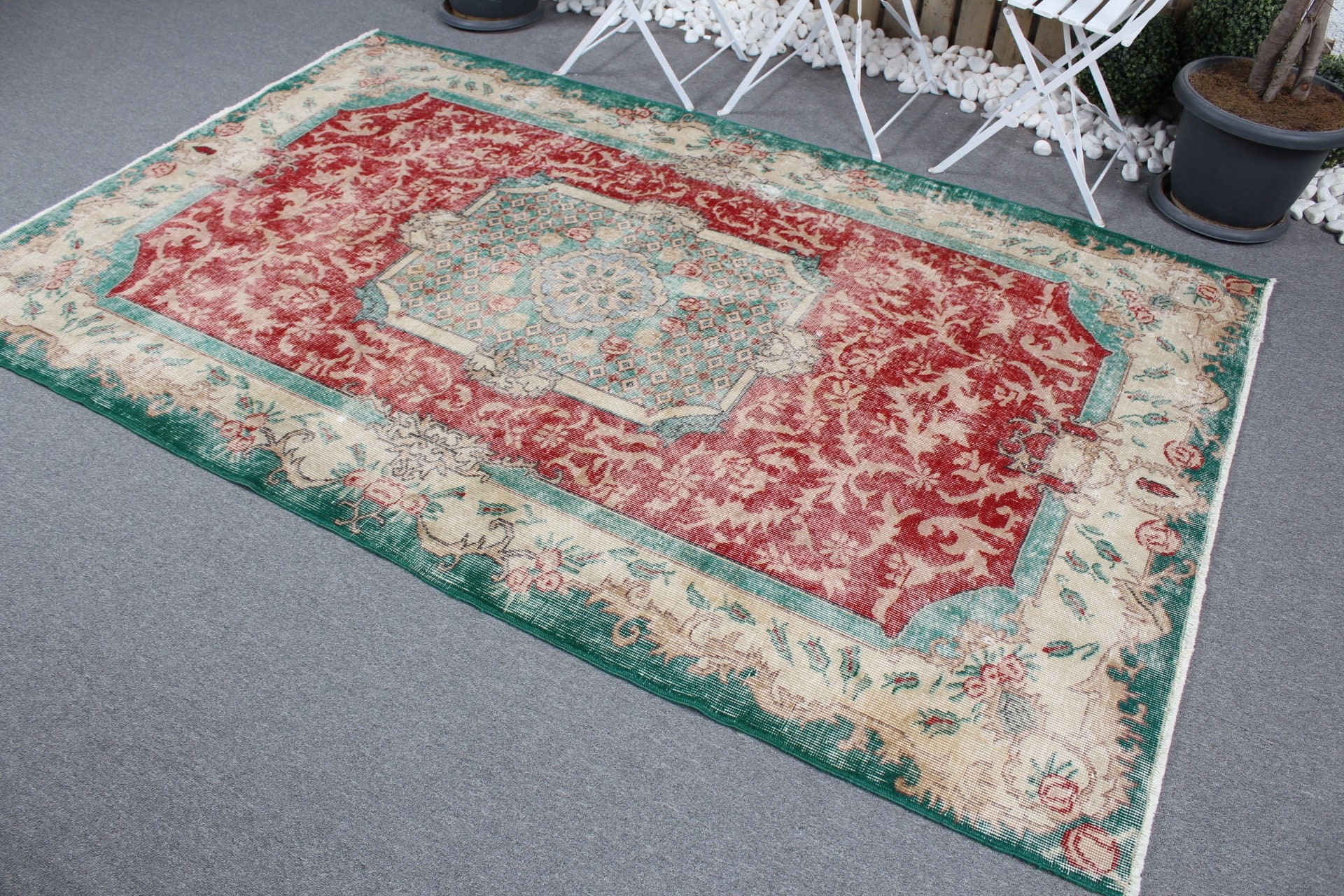 Home Decor Rug, Turkish Rug, Organic Rugs, Kitchen Rug, Green  5.2x8.2 ft Large Rug, Dining Room Rug, Bedroom Rug, Vintage Rug