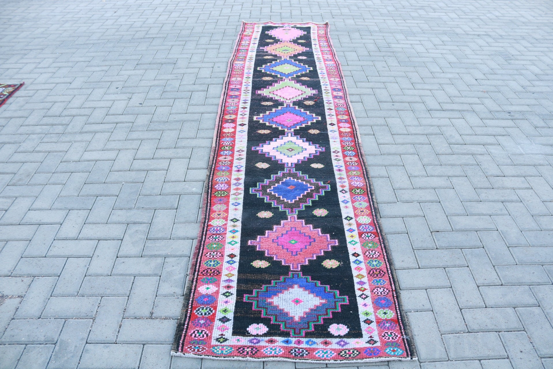 Vintage Rugs, Handwoven Rugs, Colorful Rug, Rugs for Runner, Kitchen Rug, 2.7x11.4 ft Runner Rug, Turkish Rug, Hallway Rug, Stair Rug