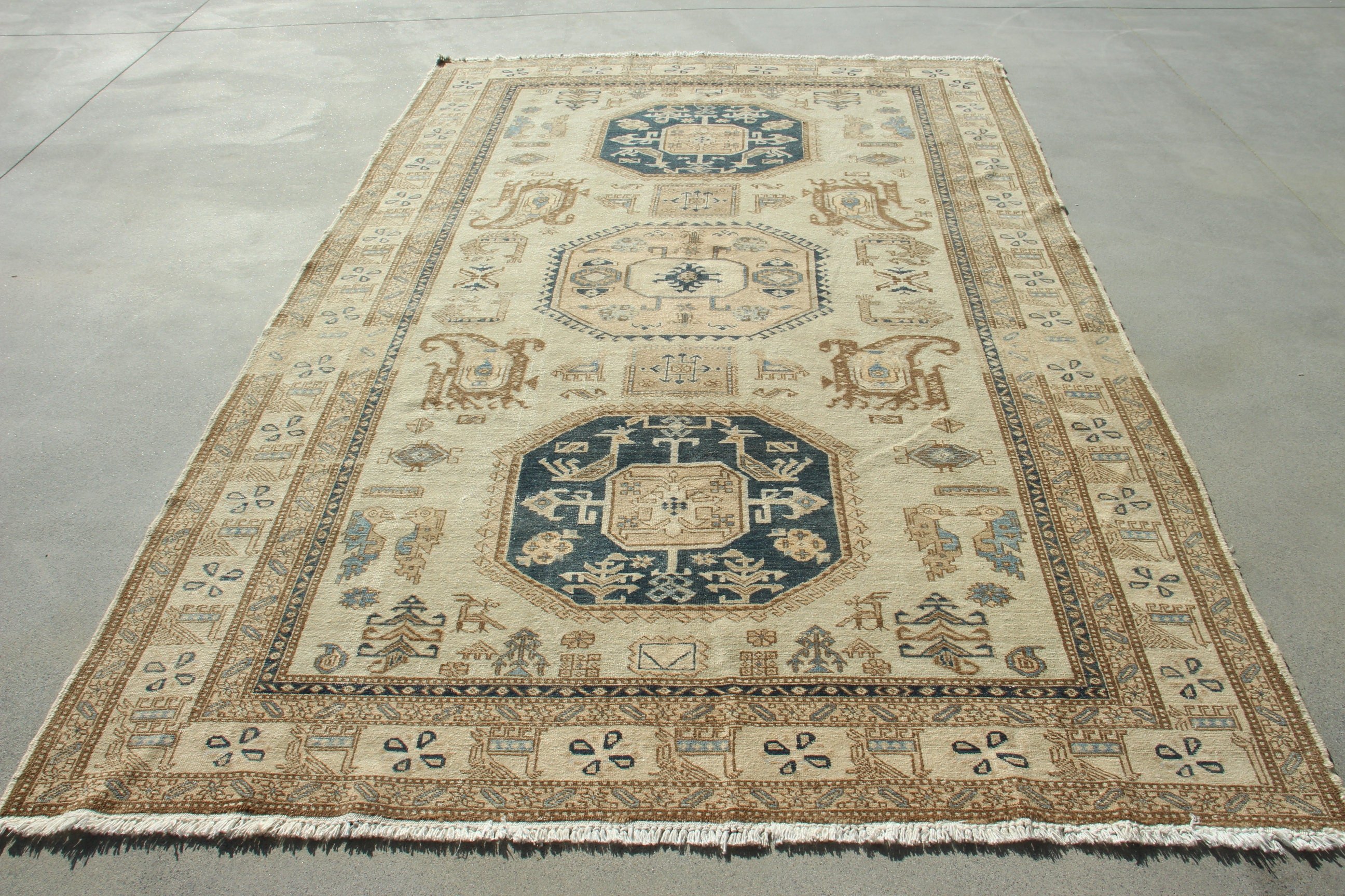 Nötr Halı, Boho Halılar, Yatak Odası Halıları, Ofis Halıları, Türk Halıları, Vintage Halılar, Oturma Odası Halıları, 6.6x9.8 ft Büyük Halı, Kahverengi Boho Halılar