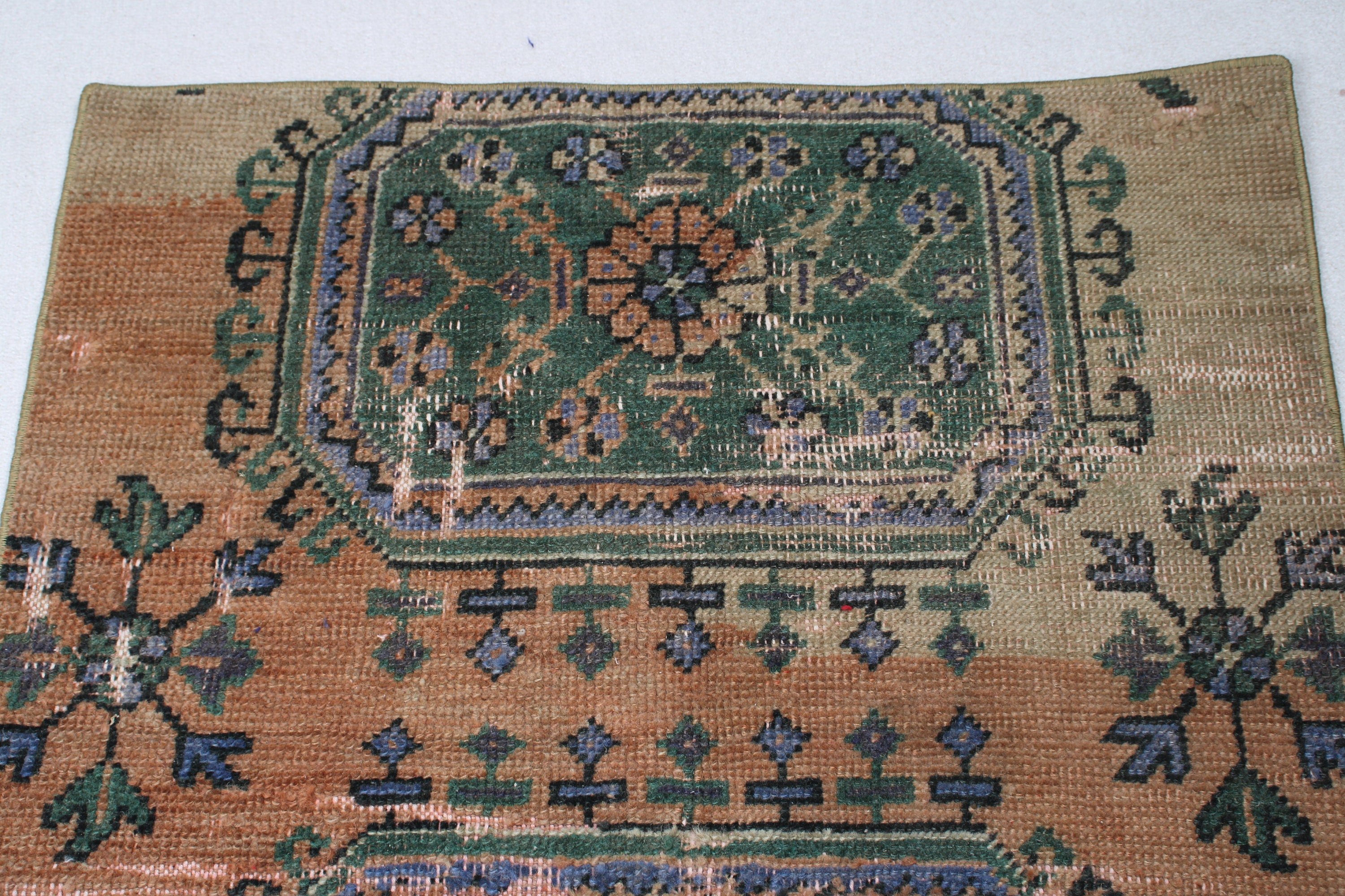 Araba Mat Halısı, 2.9x3.1 ft Küçük Halı, Mutfak Halısı, Sevimli Halılar, Ev Dekorasyonu Halısı, Turuncu Fas Halıları, Vintage Halı, Türk Halısı