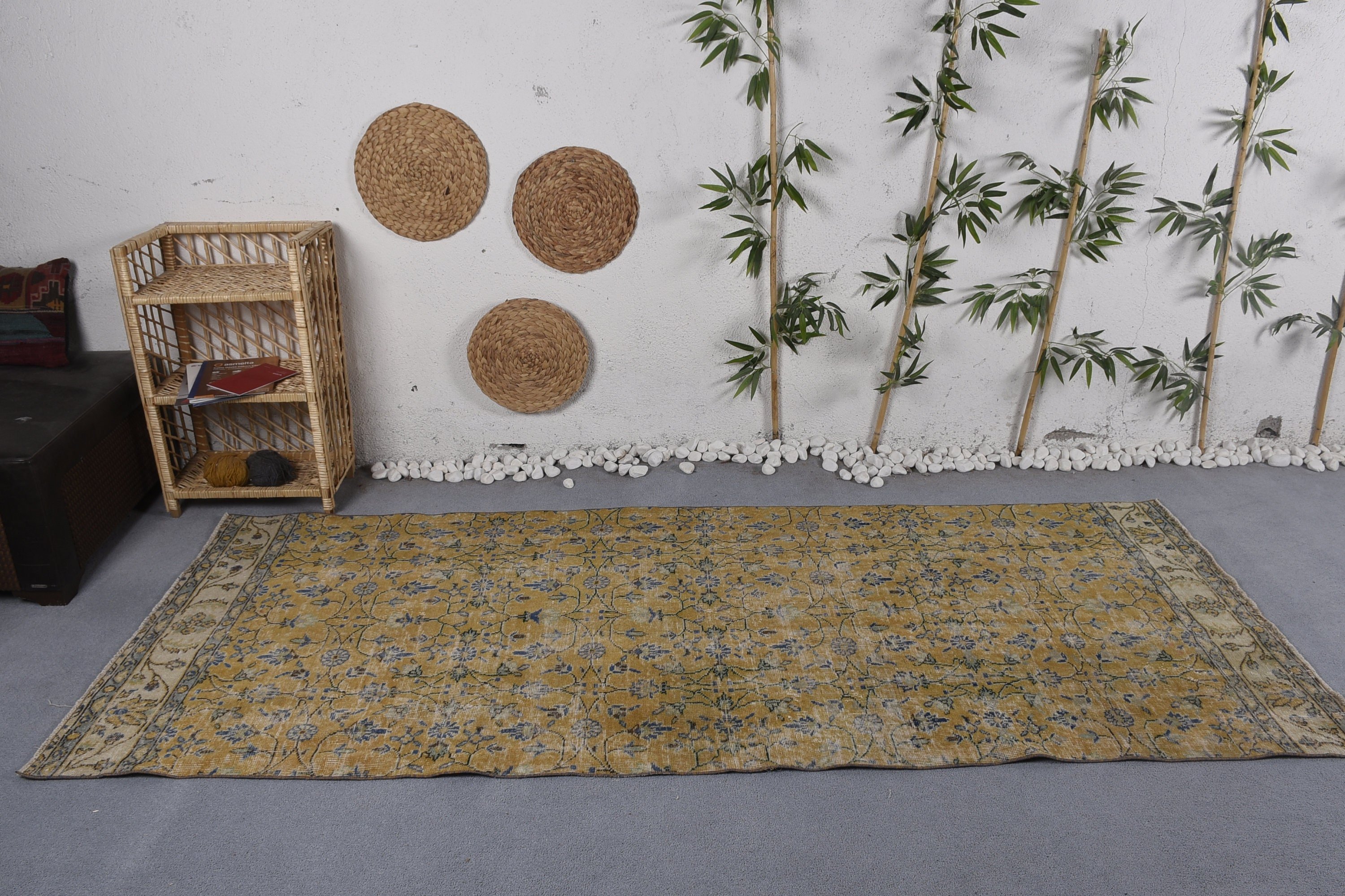 Oushak Rug, 3.8x8.9 ft Area Rugs, Bedroom Rugs, Old Rug, Green Bedroom Rug, Turkish Rug, Vintage Rugs, Rugs for Living Room, Nursery Rugs