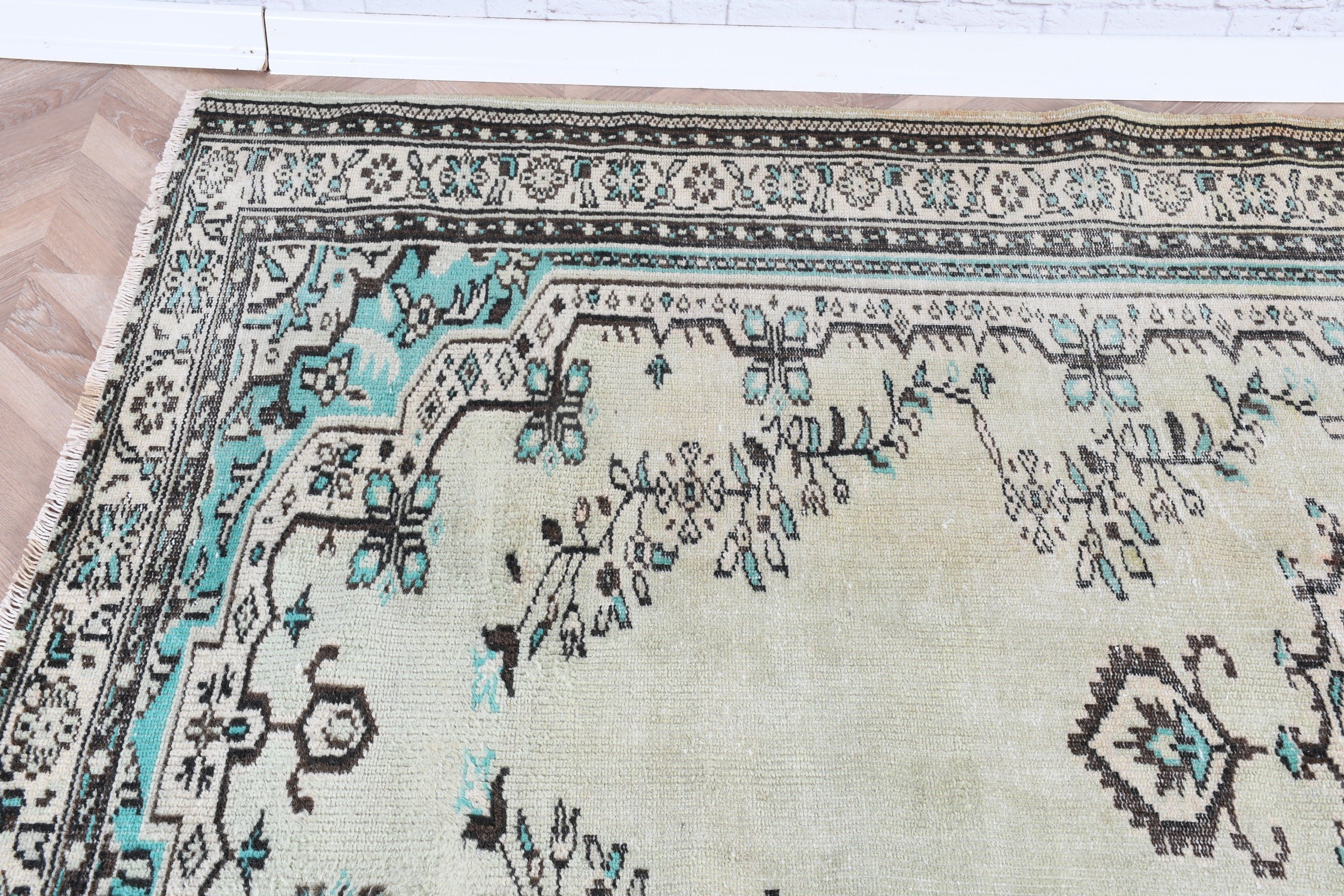 Büyük Boho Halı, Bildiri Halısı, Türk Halısı, 6.2x9.1 ft Büyük Halılar, Vintage Halılar, Oturma Odası Halısı, El Dokuma Halısı, Yeşil Bildirimi Halısı