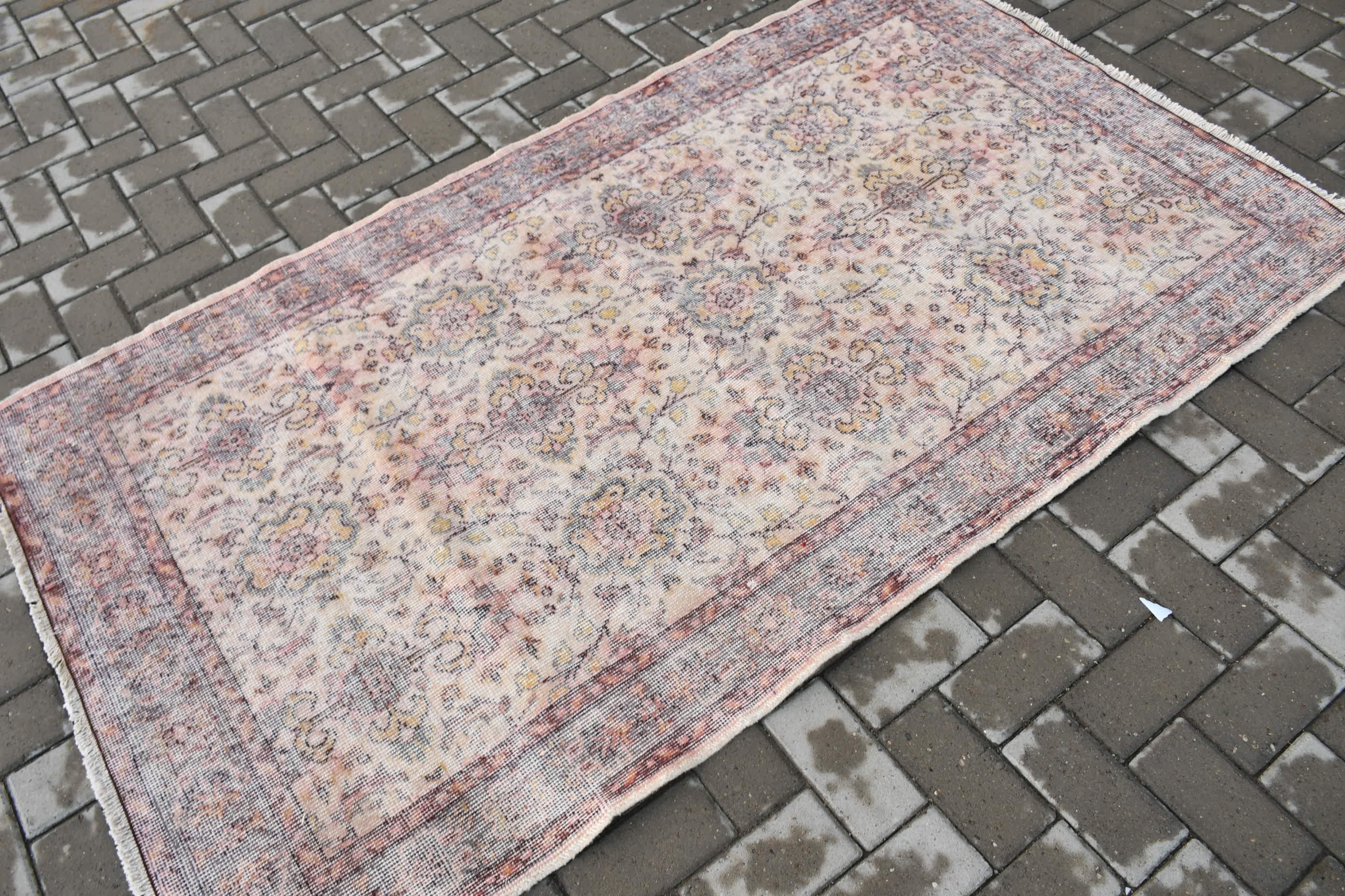 Bedroom Rug, Turkish Rugs, 3.8x6.7 ft Area Rug, Vintage Rug, Moroccan Rug, Pink Floor Rug, Aztec Rug, Rugs for Area, Living Room Rug