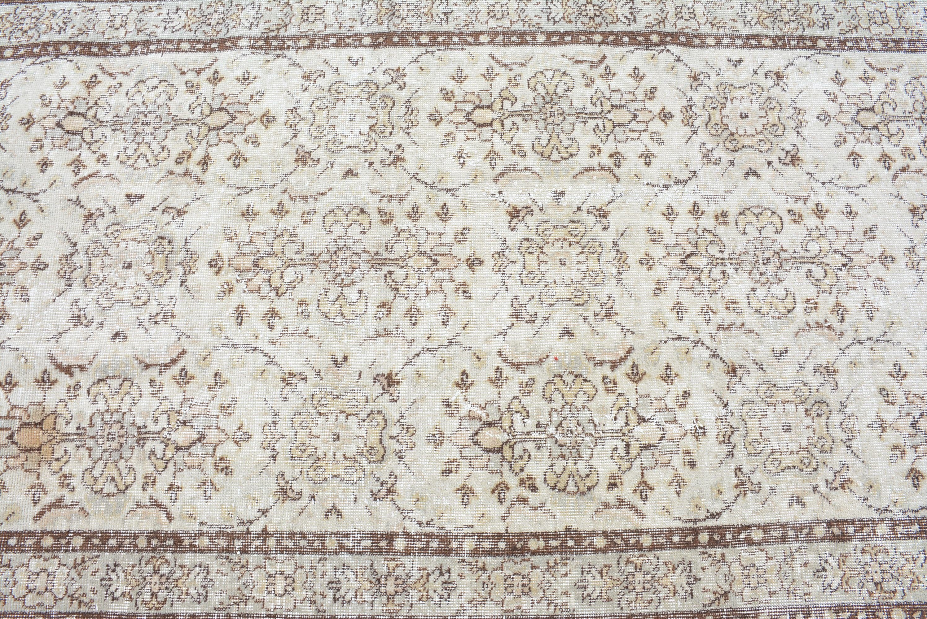 Pale Rug, Turkish Rug, Floor Rug, Vintage Rugs, Home Decor Rug, Rugs for Nursery, Oushak Rug, Vintage Handmade Rugs, 3.7x6.9 ft Area Rug