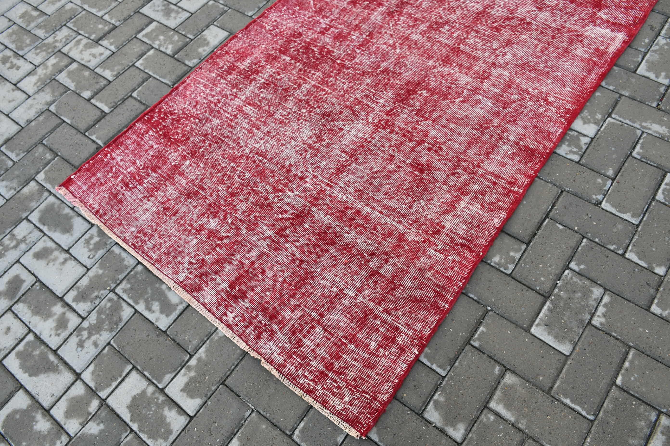 Moroccan Rugs, Wool Rug, Floor Rug, Rugs for Area, Indoor Rugs, Vintage Rug, Turkish Rugs, 3.7x6.8 ft Area Rugs, Red Home Decor Rug