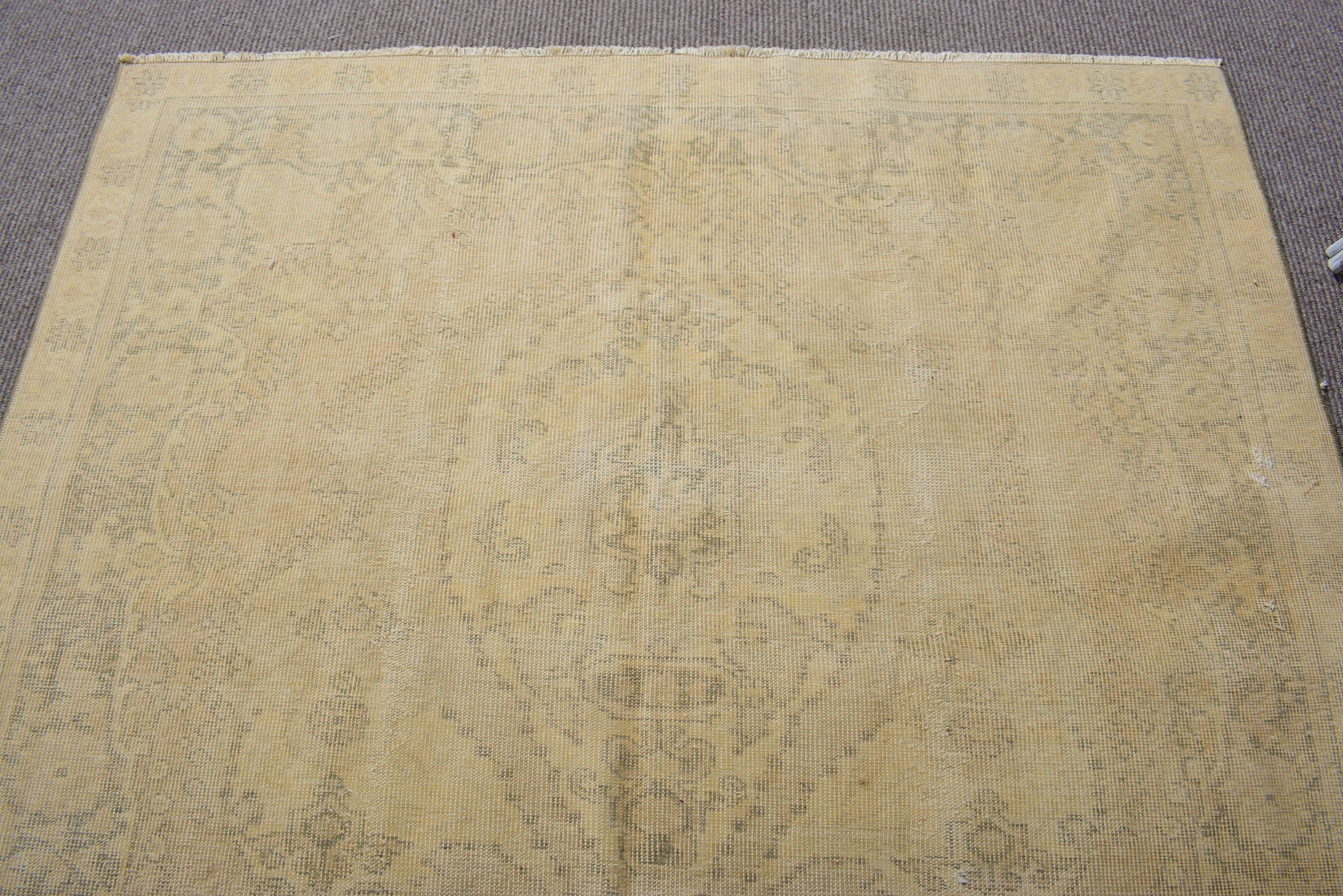 5.2x8.4 ft Büyük Halı, Vintage Halı, Türk Halıları, Büyük Oushak Halısı, Antika Halı, Oturma Odası Halısı, Geometrik Halılar, Bej Mutfak Halıları