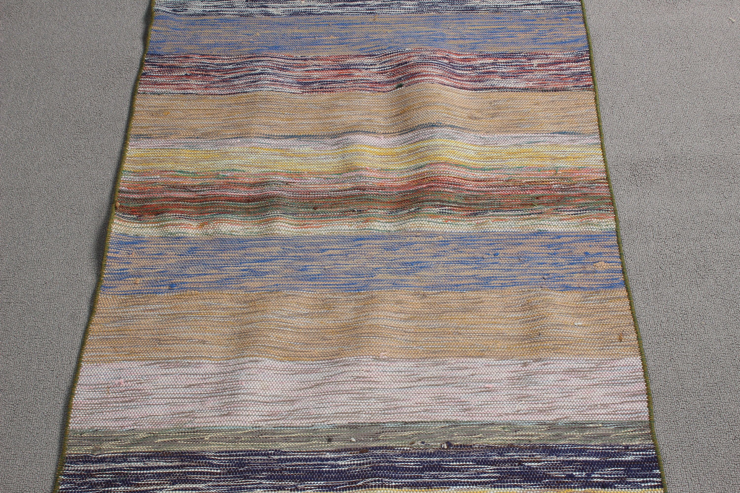 2.3x11.2 ft Runner Rugs, Cool Rug, Vintage Rug, Corridor Rug, Kitchen Rugs, Kilim, Rainbow Oriental Rugs, Bedroom Rug, Turkish Rugs