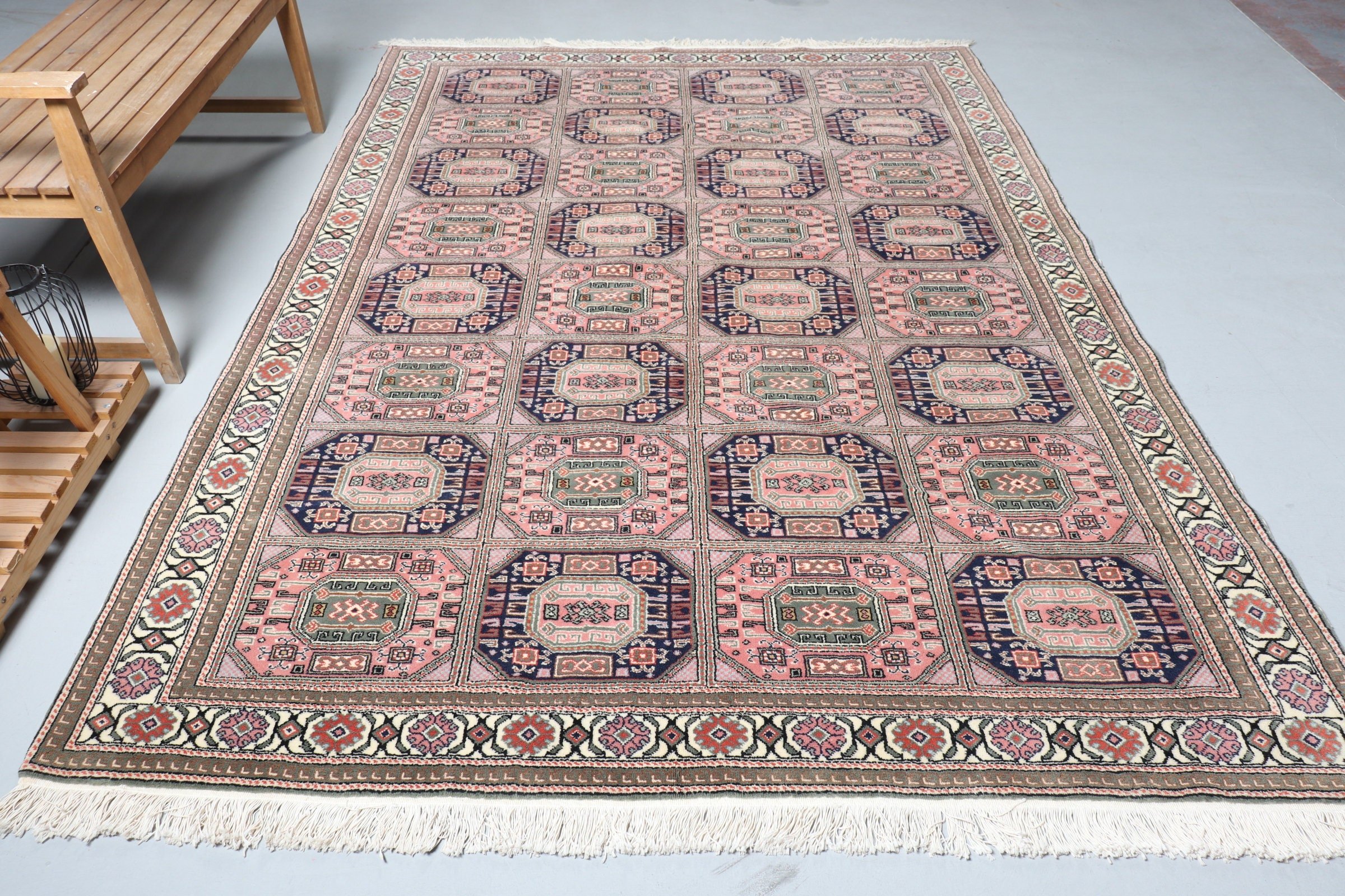 Living Room Rug, Green Wool Rug, Bohemian Rug, Vintage Rug, 6.6x9.2 ft Large Rugs, Turkish Rugs, Kitchen Rugs, Oriental Rug, Bedroom Rug