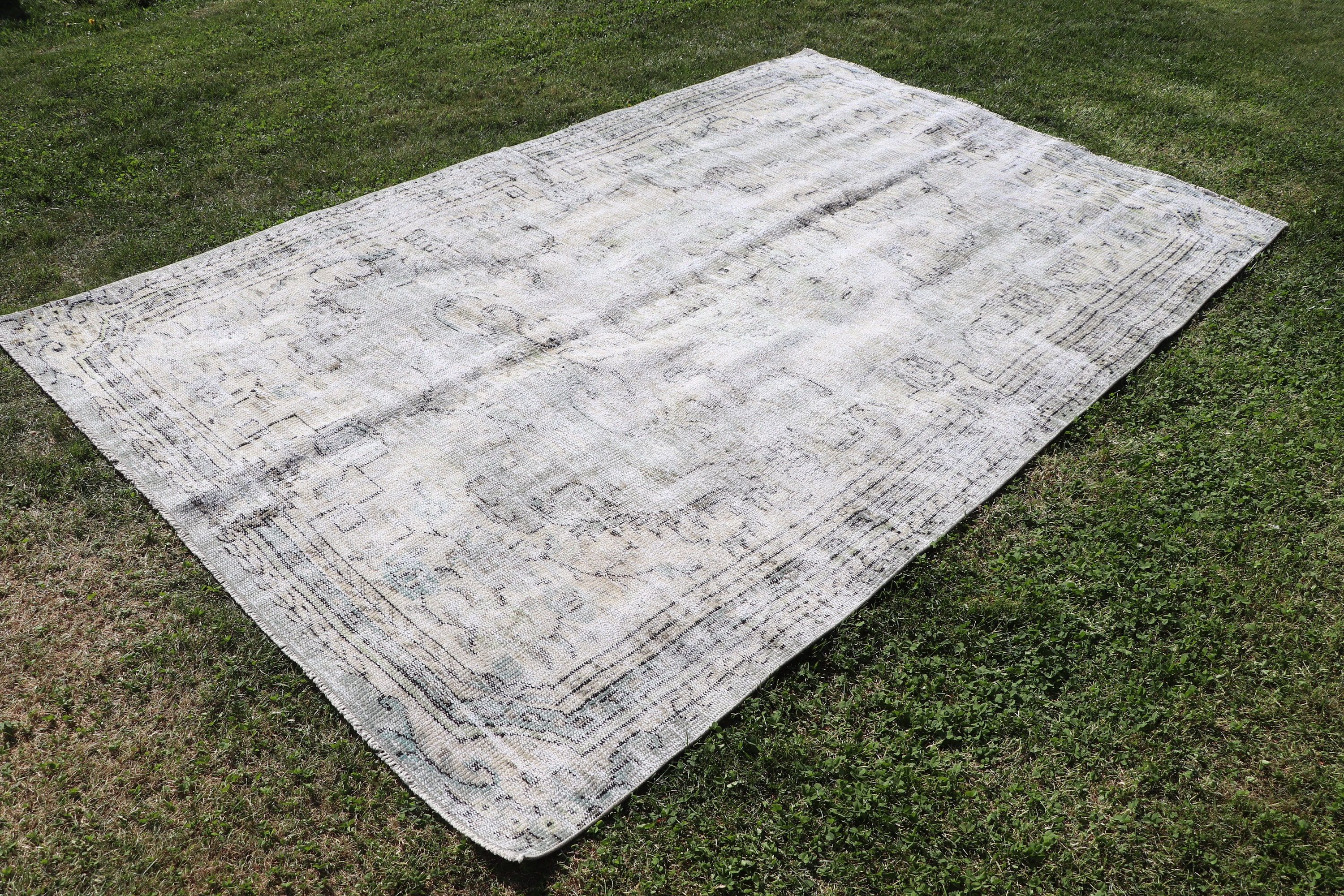 Aztek Halısı, Vintage Halılar, Türk Halıları, Büyük Oushak Halıları, Yemek Odası Halısı, 5.7x9 ft Büyük Halılar, Ev Dekor Halısı, Bej Lüks Halı, Havalı Halılar