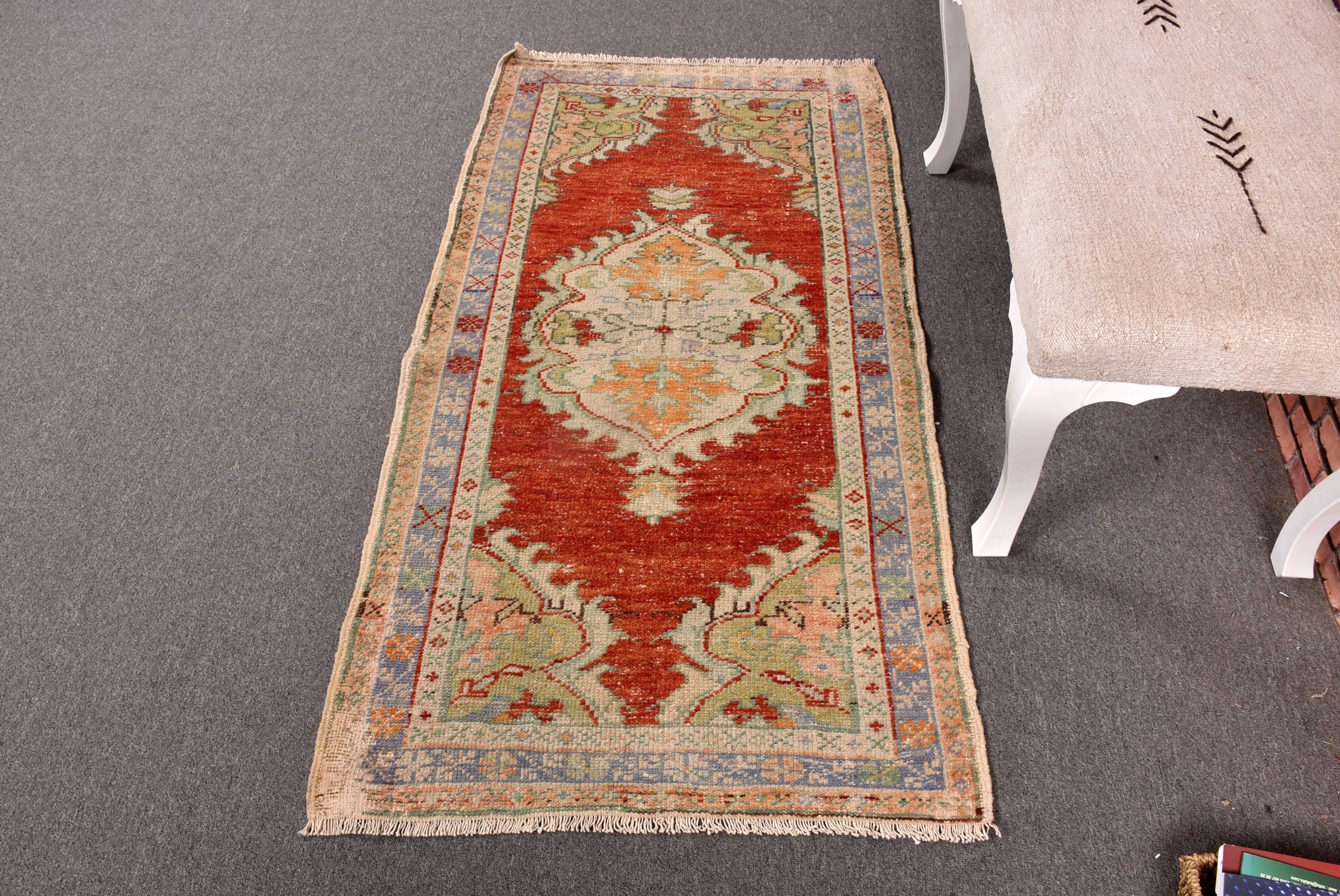 Boho Halılar, Küçük Boho Halı, Türk Halısı, Sanatsal Halılar, Küçük Alan Halısı, 2,7x5 ft Küçük Halılar, Yatak Odası Halısı, Yeşil Nötr Halı, Vintage Halılar