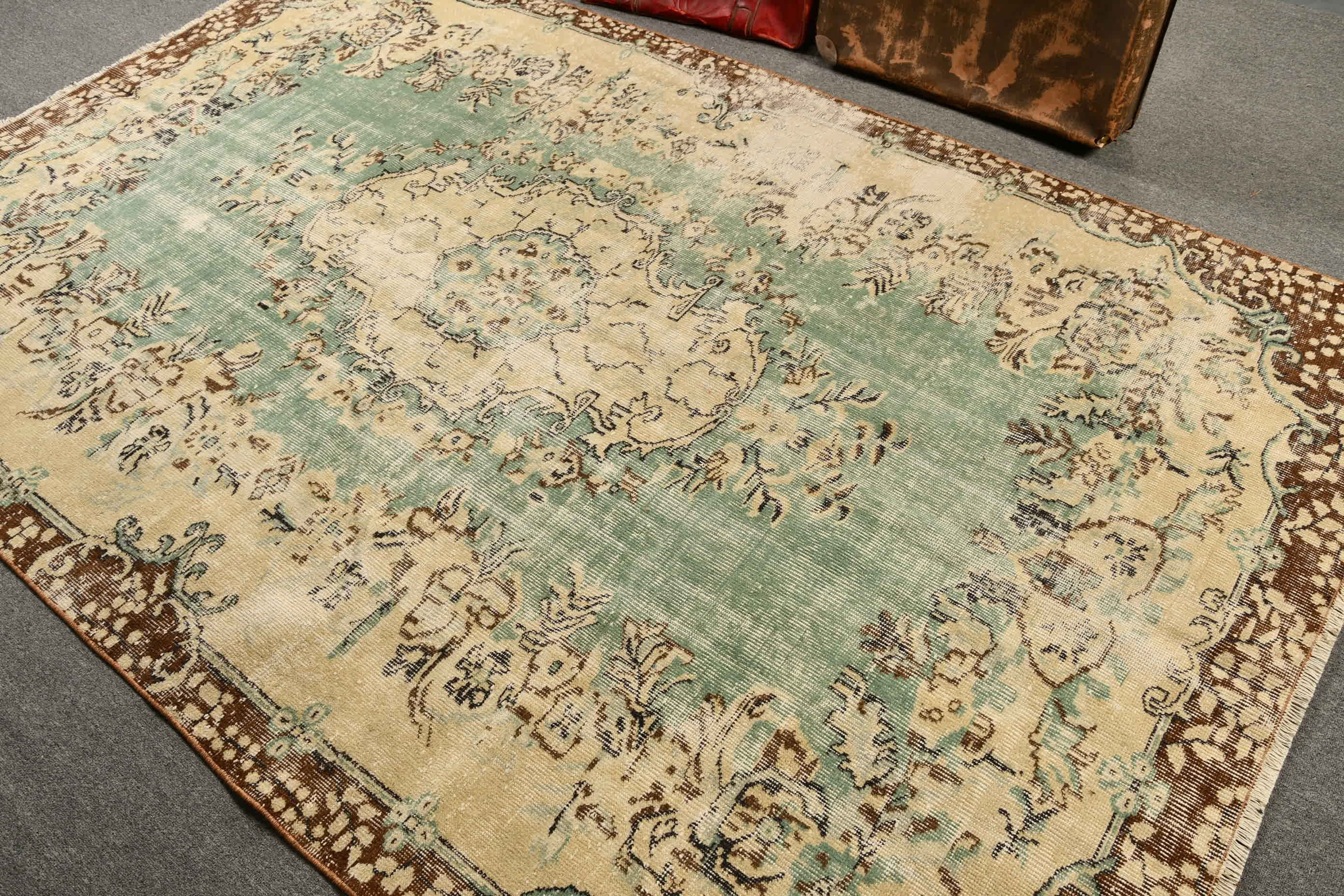 Rugs for Salon, Salon Rug, Turkish Rug, 5.9x9.2 ft Large Rugs, Vintage Rug, Kitchen Rug, Wool Rugs, Living Room Rugs, Beige Oriental Rugs