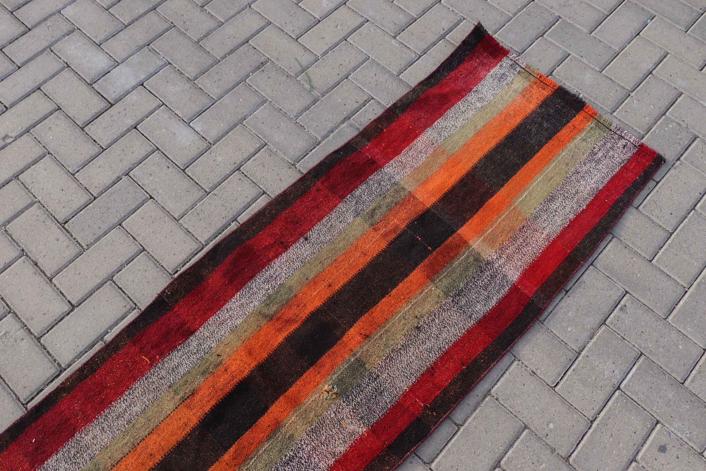 Corridor Rug, 2.1x7.4 ft Runner Rug, Wool Rug, Old Rug, Rugs for Runner, Kilim, Turkish Rug, Vintage Rug, Green Wool Rug, Anatolian Rug