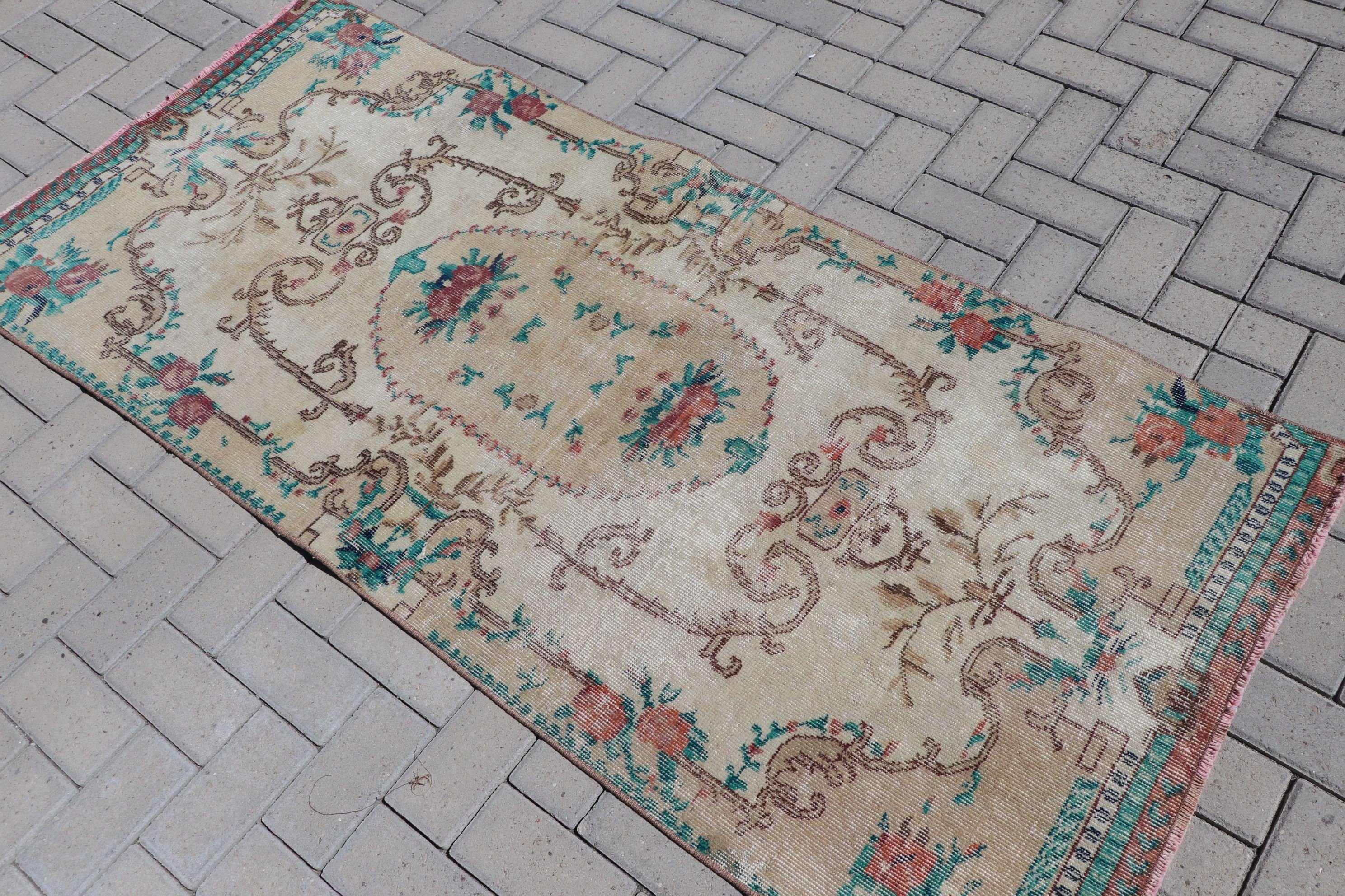 Entry Rug, Oriental Rug, Rugs for Entry, 2.9x6.5 ft Accent Rug, Beige Kitchen Rug, Muted Rug, Vintage Rugs, Moroccan Rugs, Turkish Rug