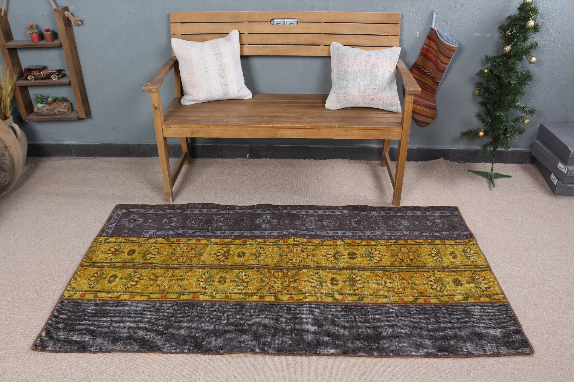 Kitchen Rug, Yellow Antique Rug, Entry Rugs, 3.2x5.9 ft Accent Rug, Rugs for Entry, Vintage Rug, Antique Rug, Bedroom Rug, Turkish Rug