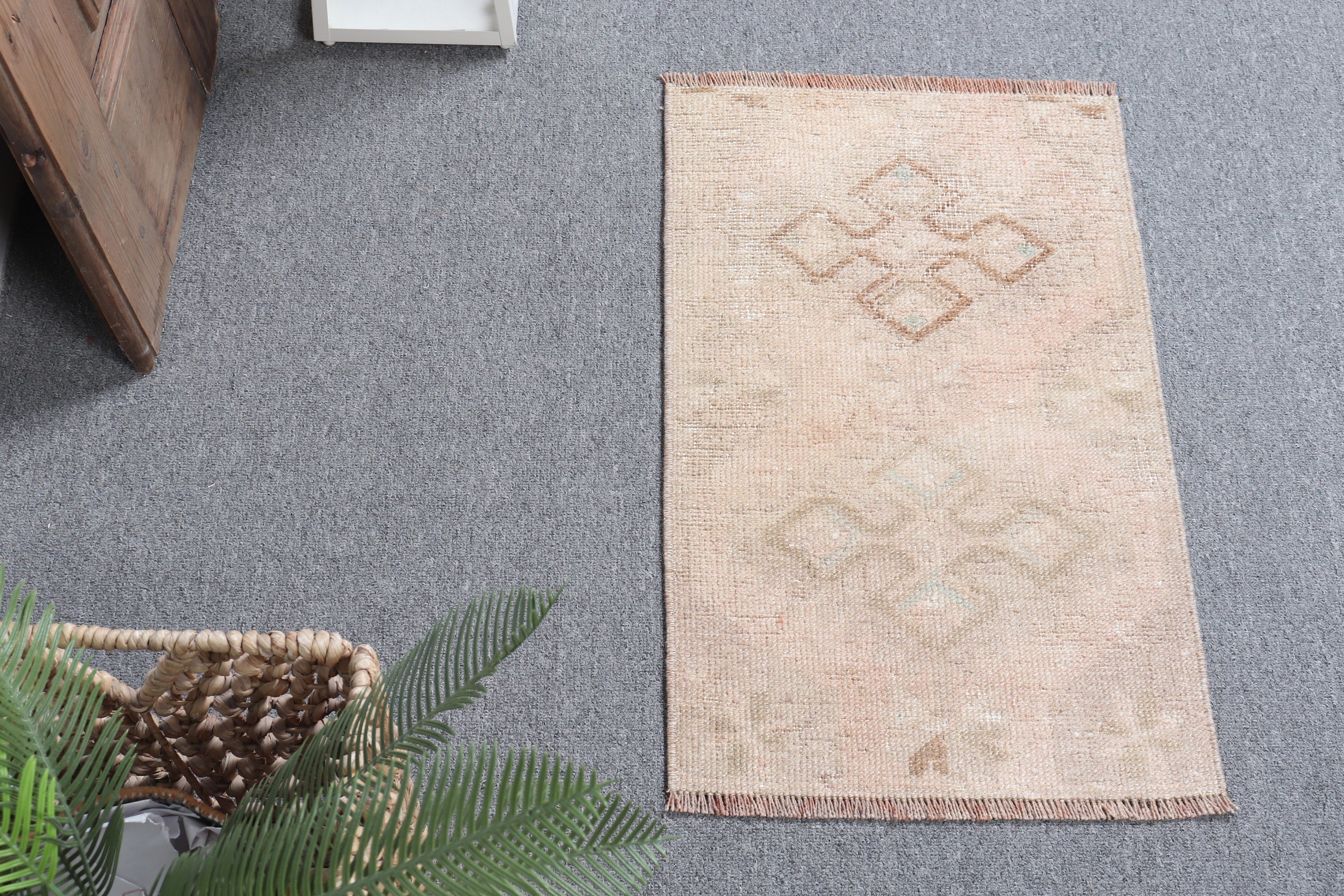 Nursery Rug, Bath Rugs, Turkish Rug, Rugs for Kitchen, Bedroom Rug, Vintage Rug, 1.2x2 ft Small Rugs, Beige Moroccan Rug, Oushak Rug