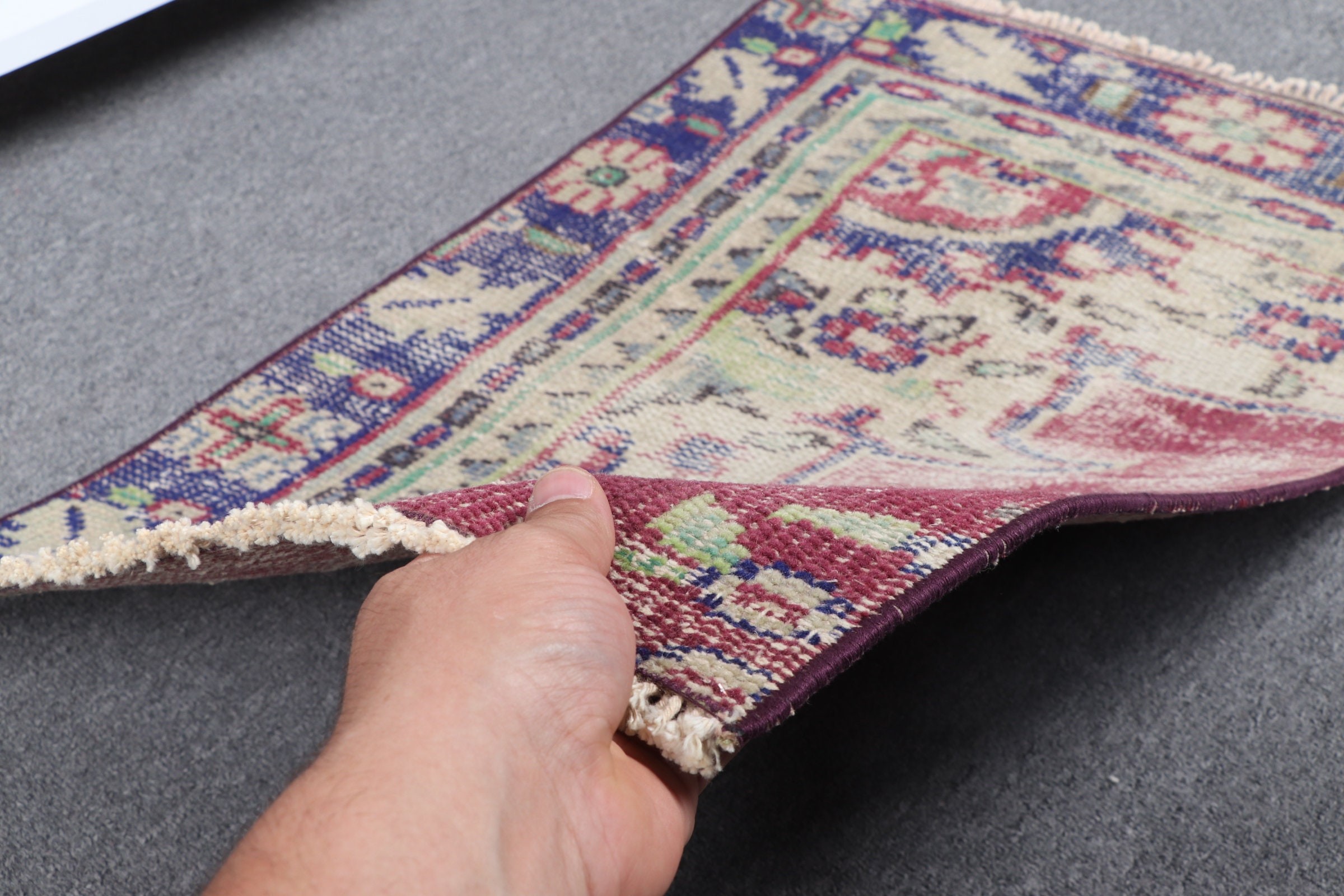 Purple Oriental Rug, Turkish Rug, Antique Rugs, Kitchen Rugs, 1.6x2.6 ft Small Rugs, Wall Hanging Rug, Vintage Rug, Home Decor Rugs