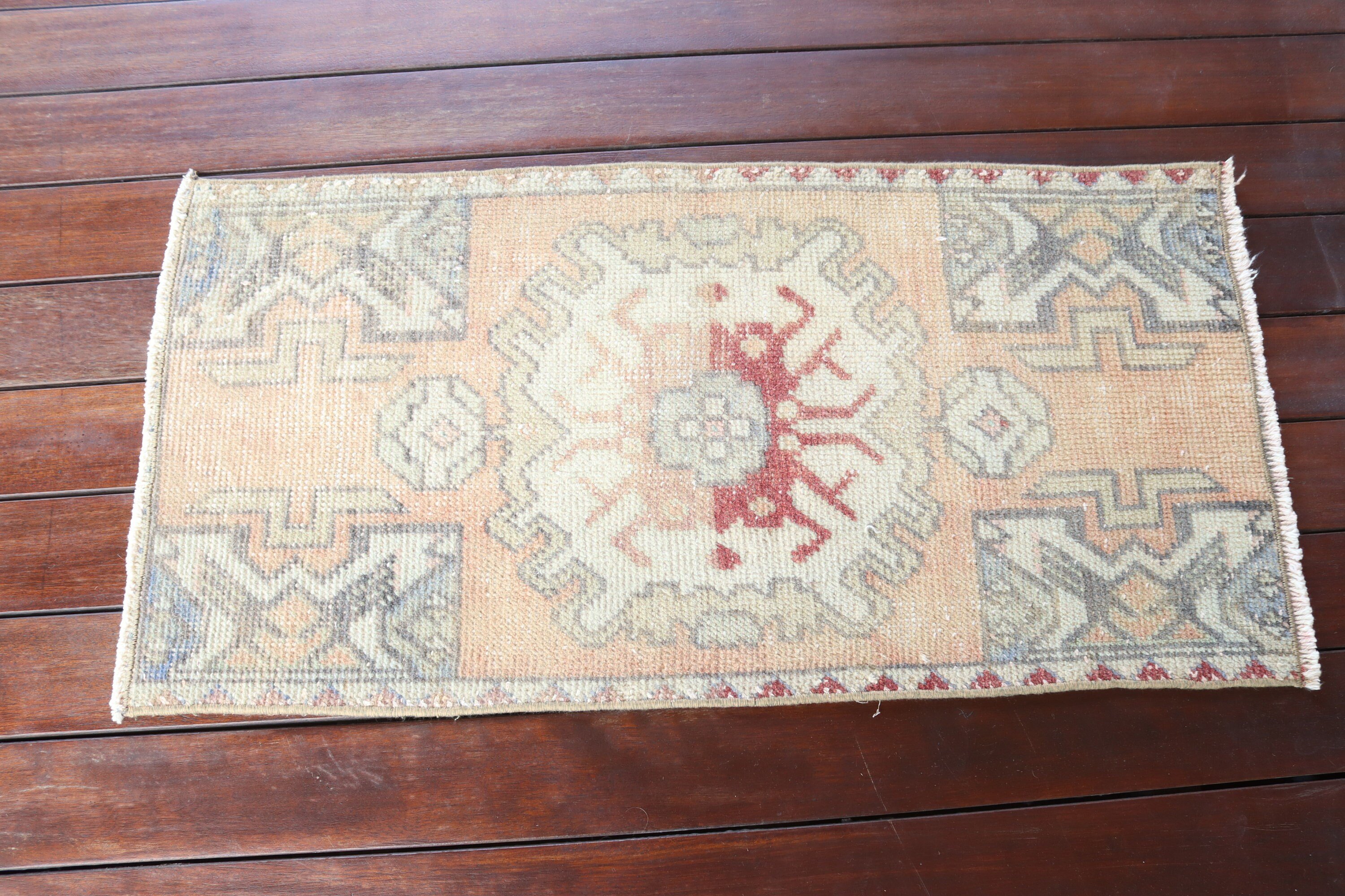 Türk Halıları, Küçük Alan Halıları, Anadolu Halıları, Kahverengi İfade Halıları, 1.4x2.9 ft Küçük Halılar, Vintage Halılar, Banyo Halısı, Nötr Halı