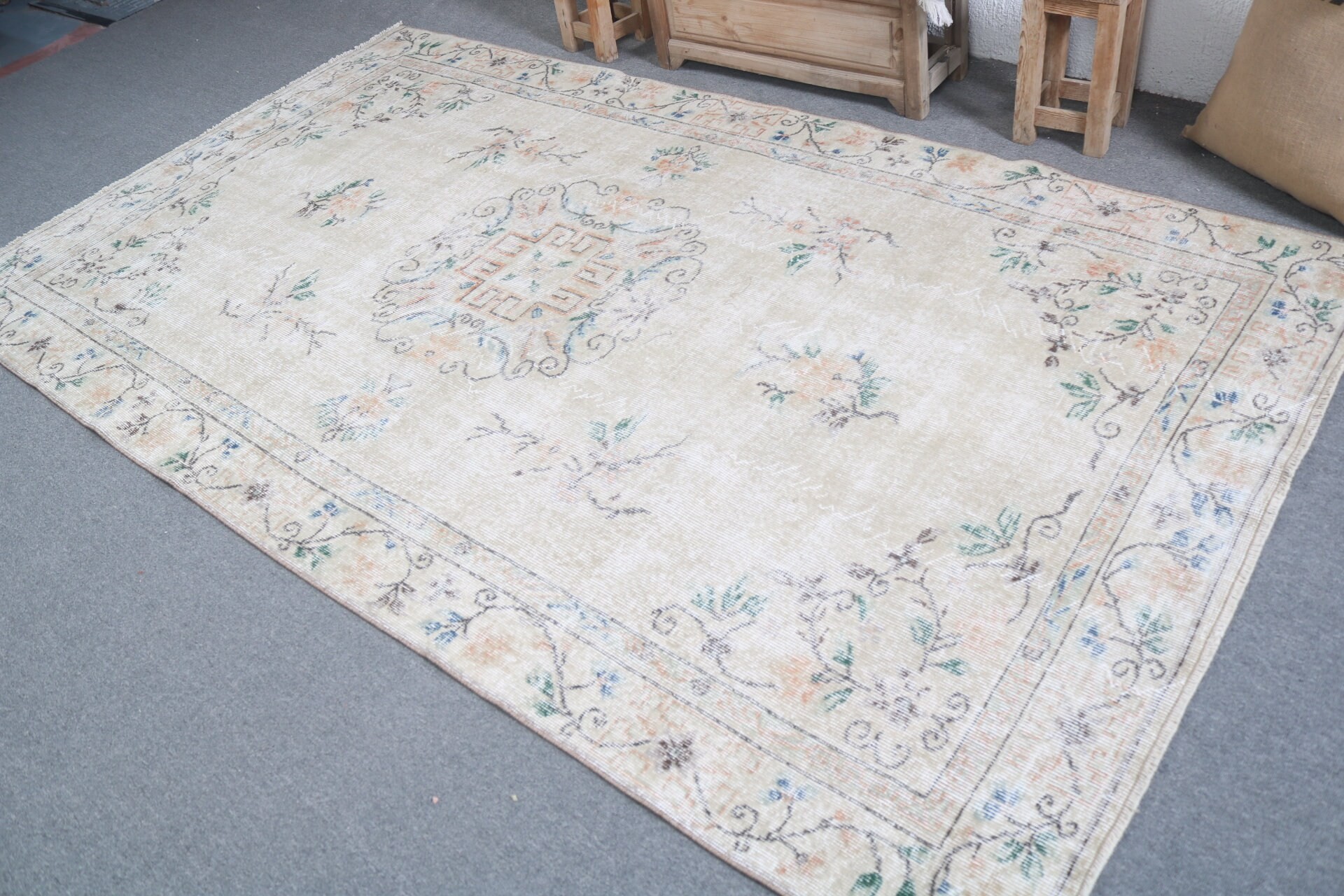 Living Room Rug, 5.4x9.4 ft Large Rug, Oushak Rugs, Designer Rug, Turkish Rug, Salon Rug, Anatolian Rug, Rugs for Bedroom, Vintage Rug