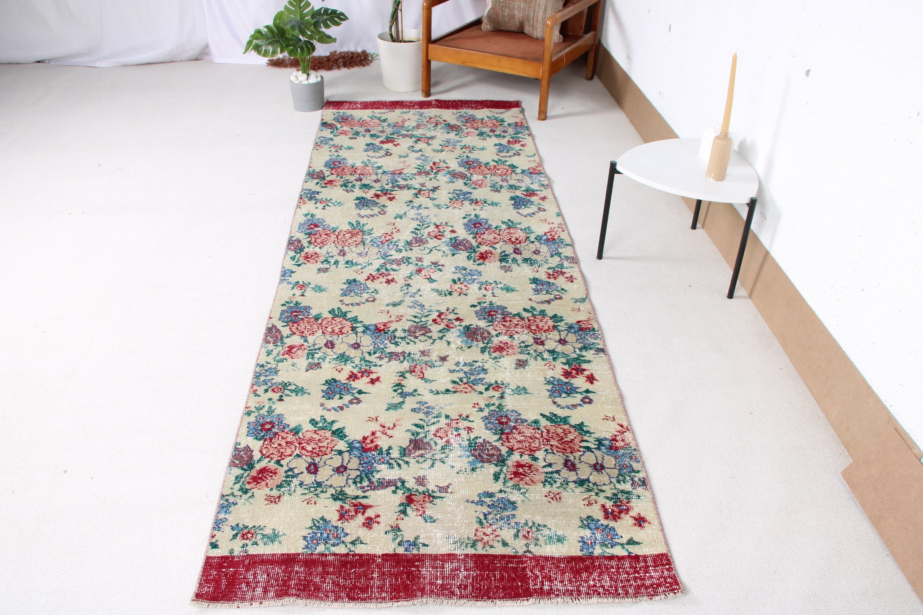 Lüks Halı, 3,2x9,2 ft Yolluk Halıları, Açıklama Halısı, Mutfak Halısı, Türk Halıları, Vintage Halı, Merdiven Halıları, Yeşil Oushak Halıları, Organik Halı