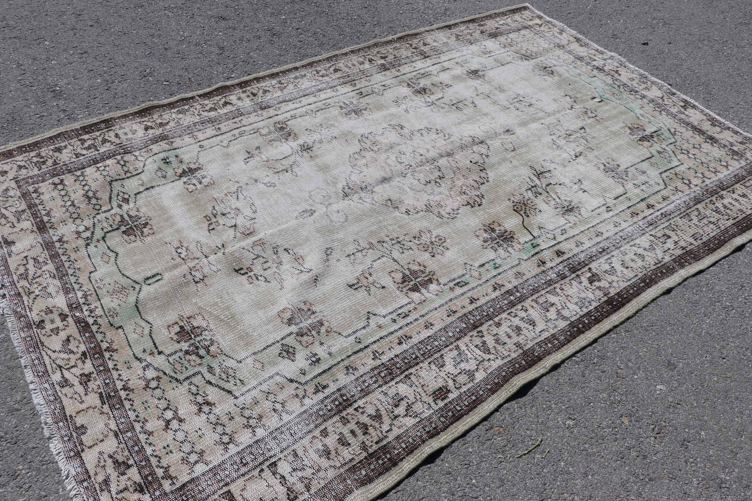 5.2x8.1 ft Large Rug, Art Rug, Vintage Rug, Bedroom Rug, Turkish Rug, Rugs for Dining Room, Wool Rug, Beige Home Decor Rug, Living Room Rug