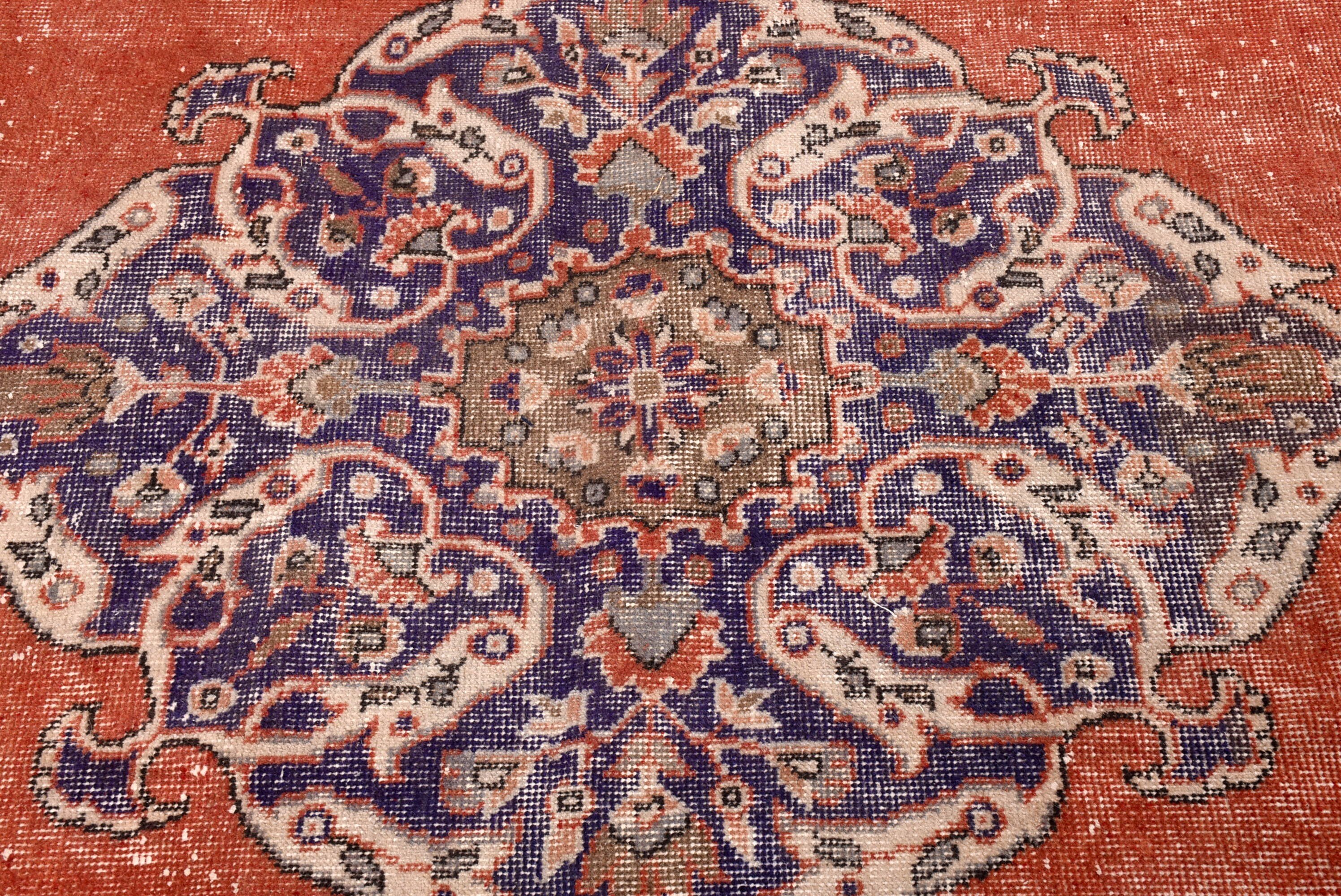 Büyük Oushak Halı, 5.8x9.9 ft Büyük Halı, Kırmızı Nötr Halılar, Oturma Odası Halıları, Düz Dokuma Halı, Vintage Halılar, Nötr Halılar, Türk Halısı