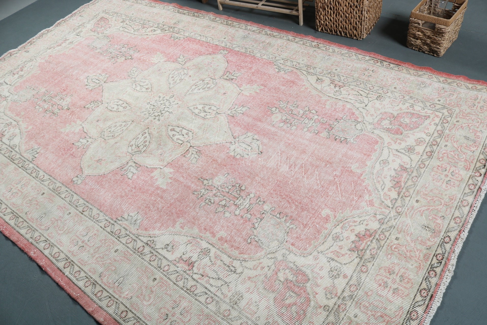 Living Room Rug, Rugs for Salon, Large Wool Rug Rugs, Turkish Rugs, Bedroom Rug, Salon Rugs, Vintage Rug, 6.1x9.9 ft Large Rugs, Wool Rug