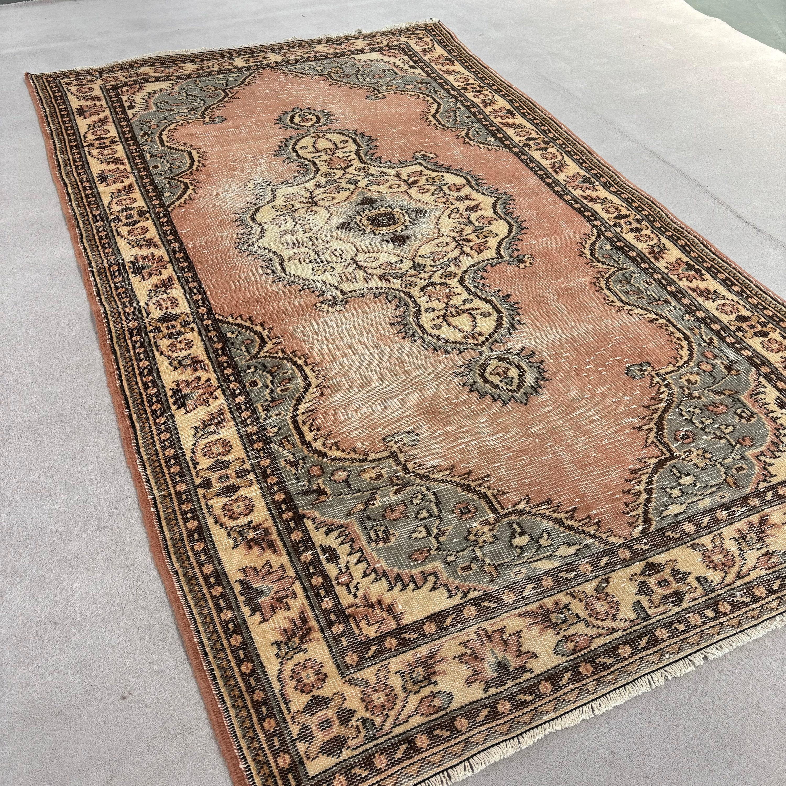 Oushak Halıları, Yemek Odası Halıları, Büyük Vintage Halı, 5x8,8 ft Büyük Halılar, Kahverengi Oryantal Halılar, Türk Halıları, Vintage Halı, Yer Halıları, Boho Halı